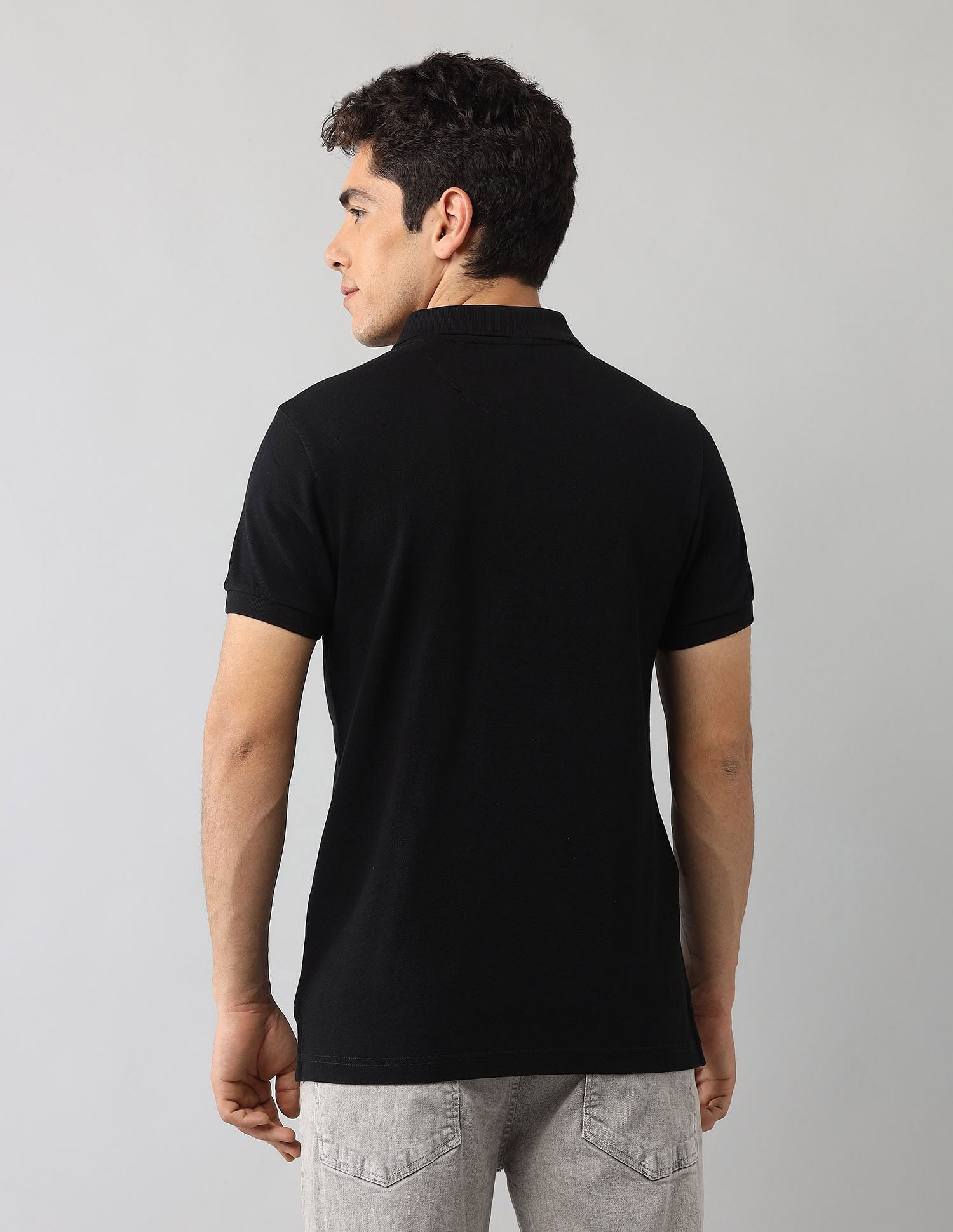 Muscle Fit Brand Printed Polo Shirt Black - U.S. Polo Assn. India | Large