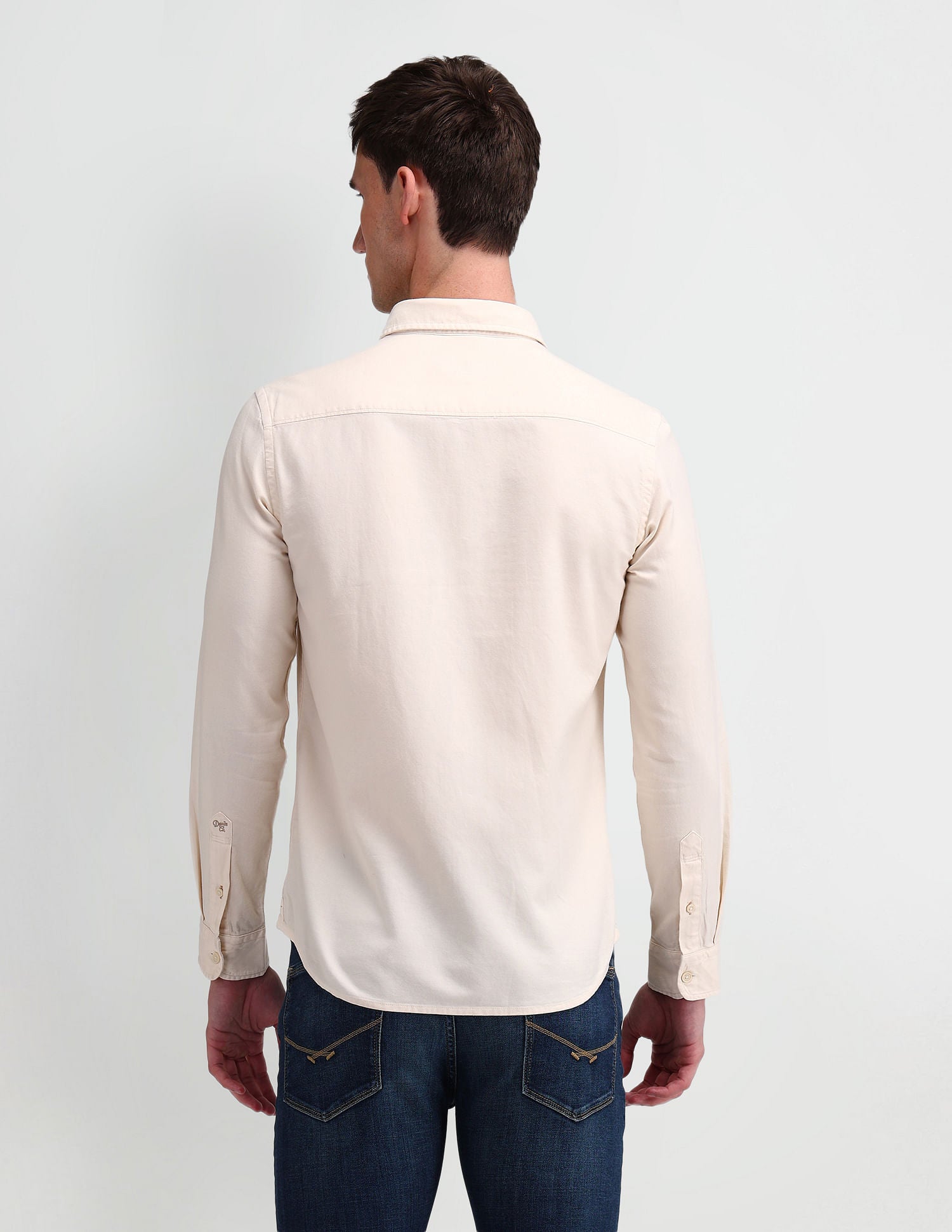 Slim Fit Solid Shirt Off-White - U.S. Polo Assn. India | Large