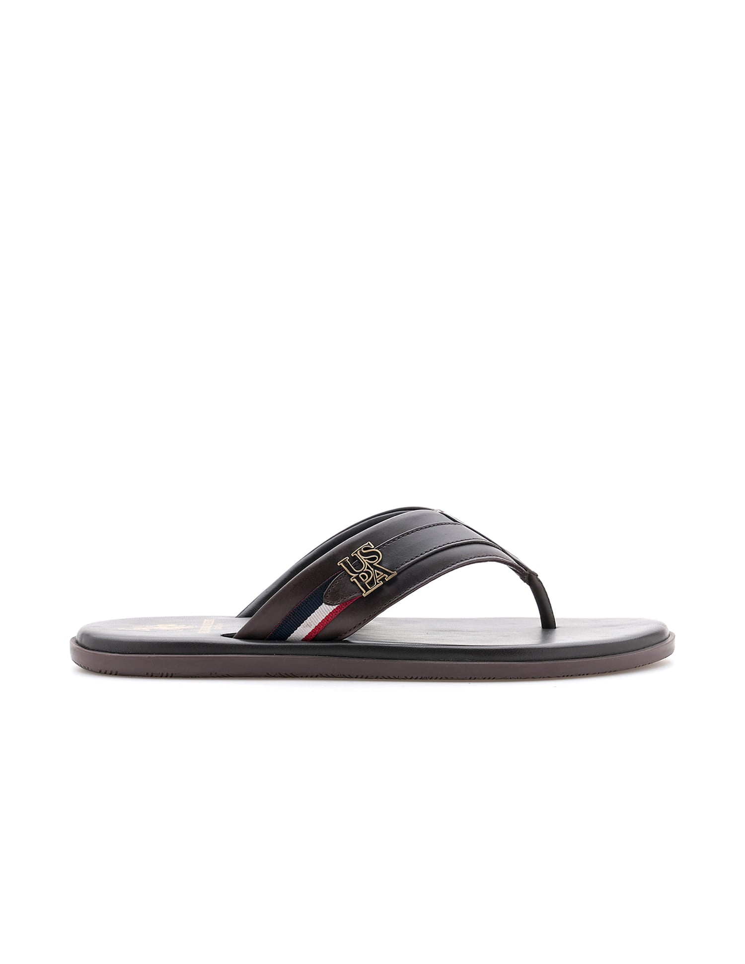 Men Broad Strap Hendrik Flip Flops Brown - U.S. Polo Assn. India | Large