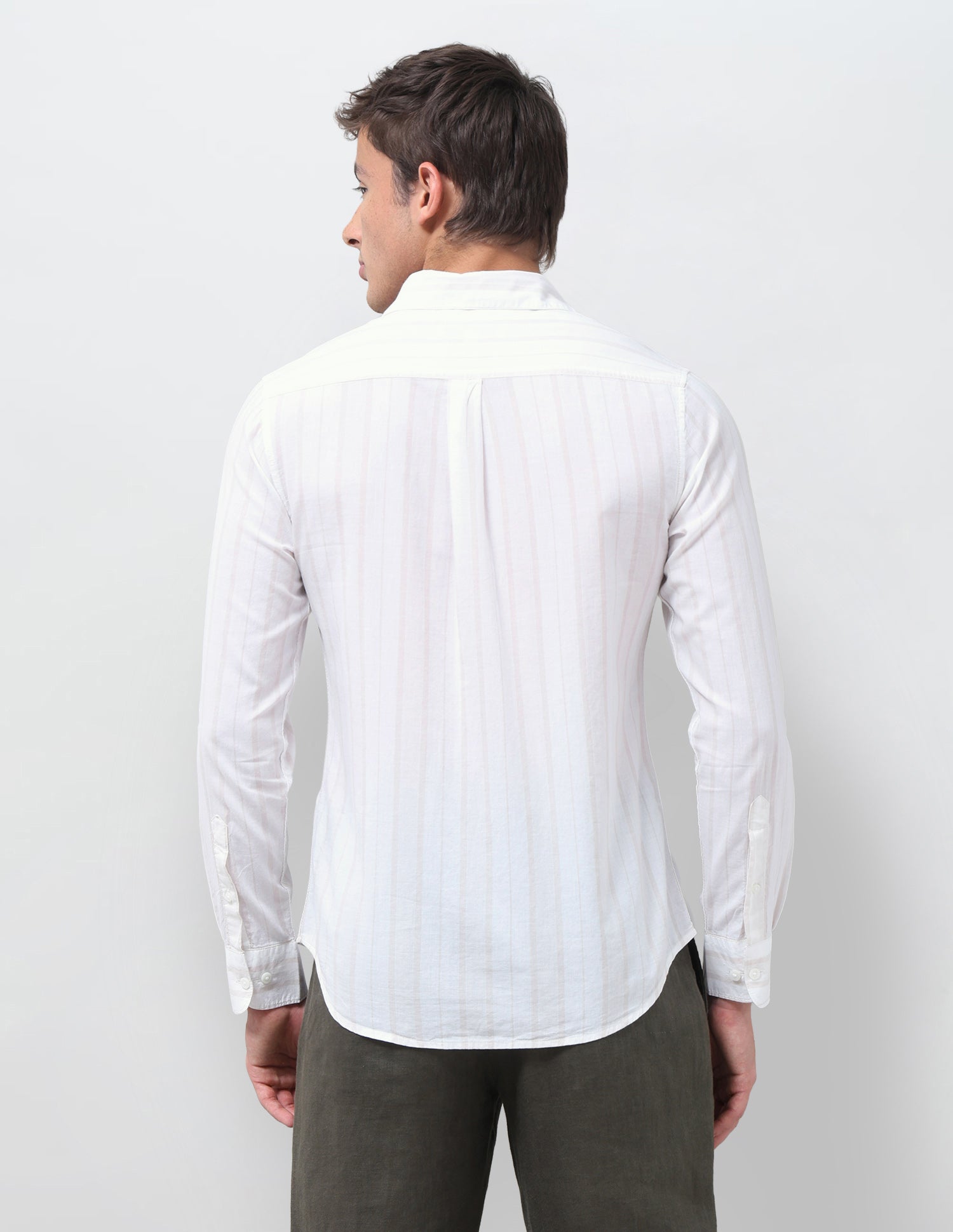 Vertical Striped Regular Fit Shirt Beige - U.S. Polo Assn. India | Large