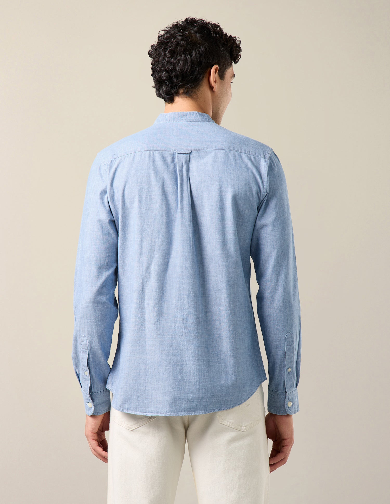 Heathered Twill Mandarin Shirt Light Indigo - U.S. Polo Assn. India | Large