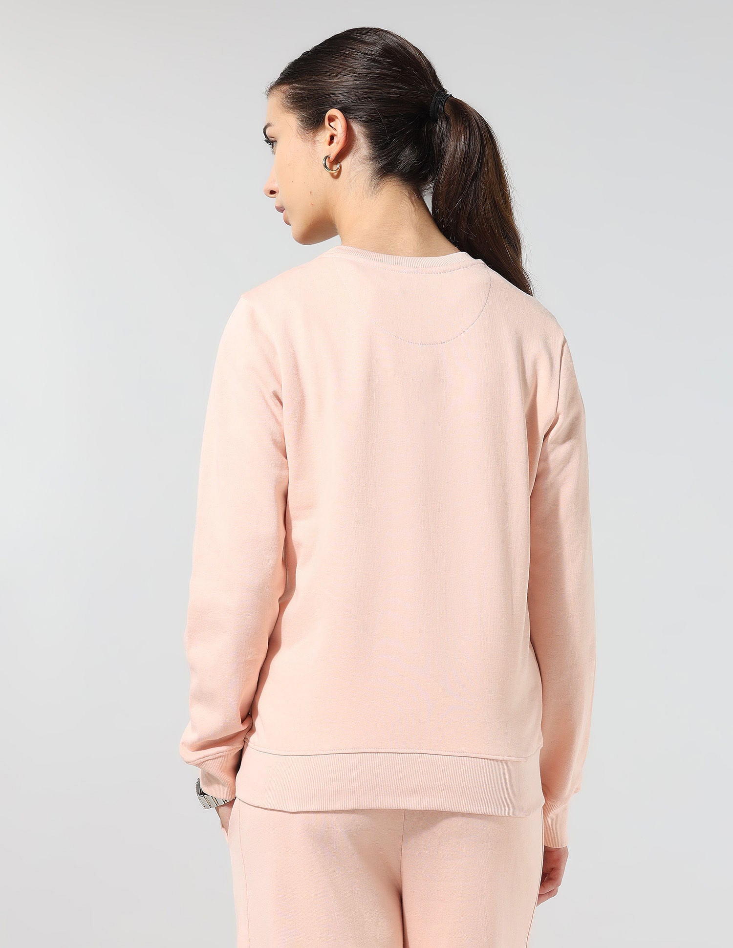 Regular Fit Solid Sweatshirt Peach - U.S. POLO ASSN. | Large