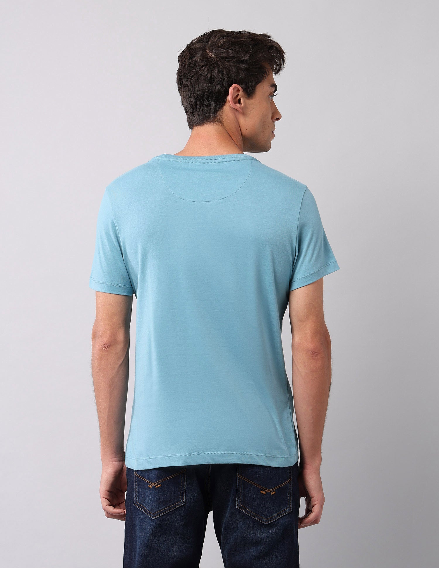 Pure Cotton Brand Printed T- Shirt Light Blue - U.S. Polo Assn. India | Large