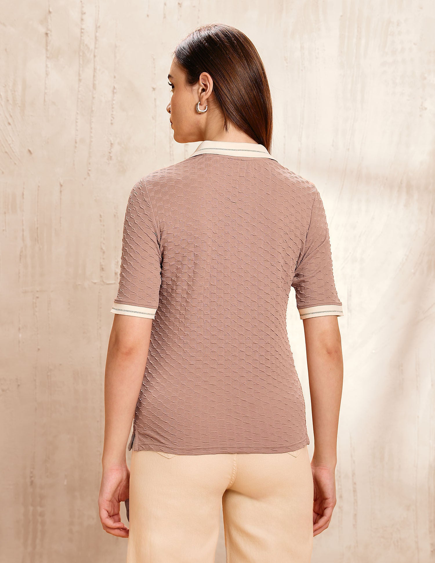 Textured Regular Fit Polo Shirt Brown - U.S. Polo Assn. India | Large