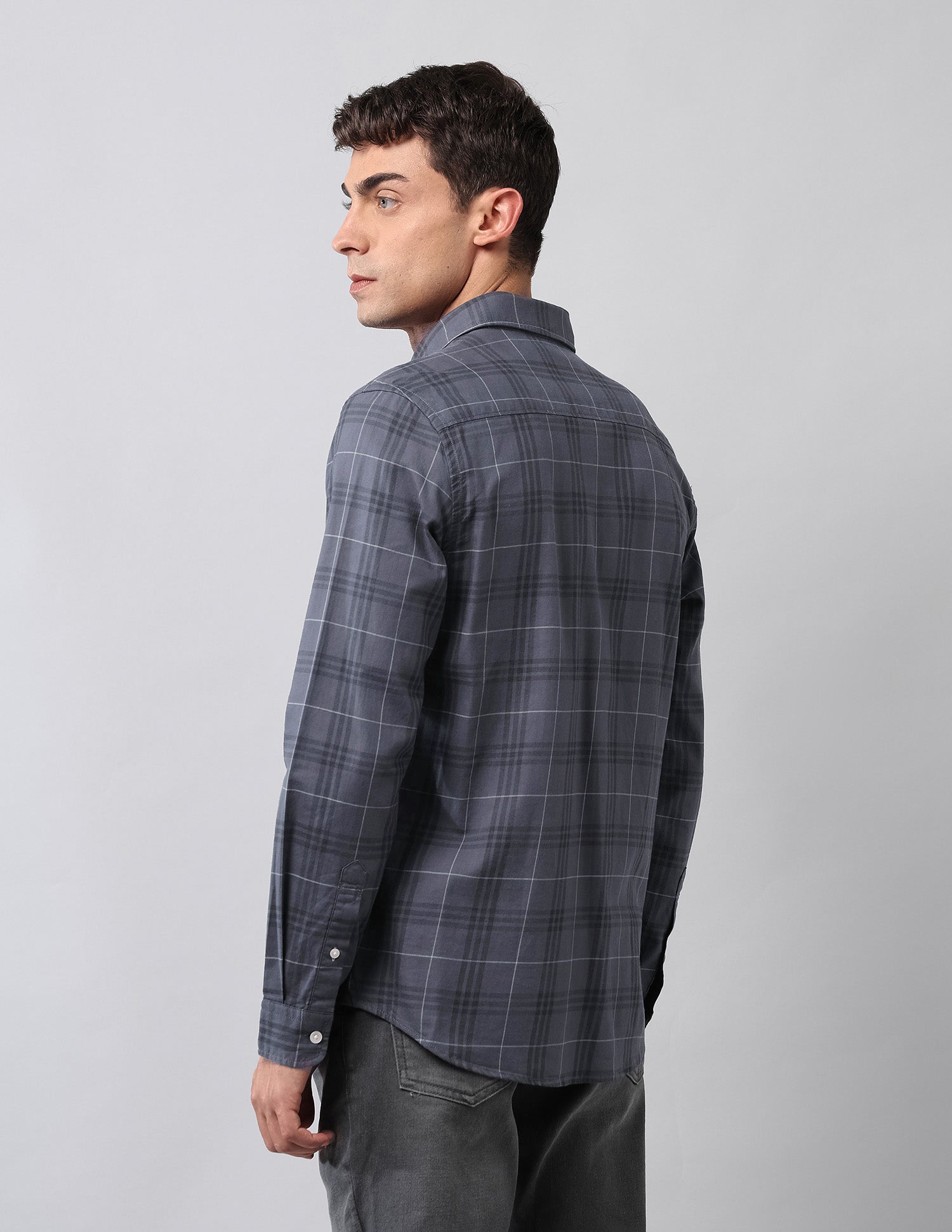 Tartan Checked Pure Cotton Shirt Grey - U.S. Polo Assn. India | Large