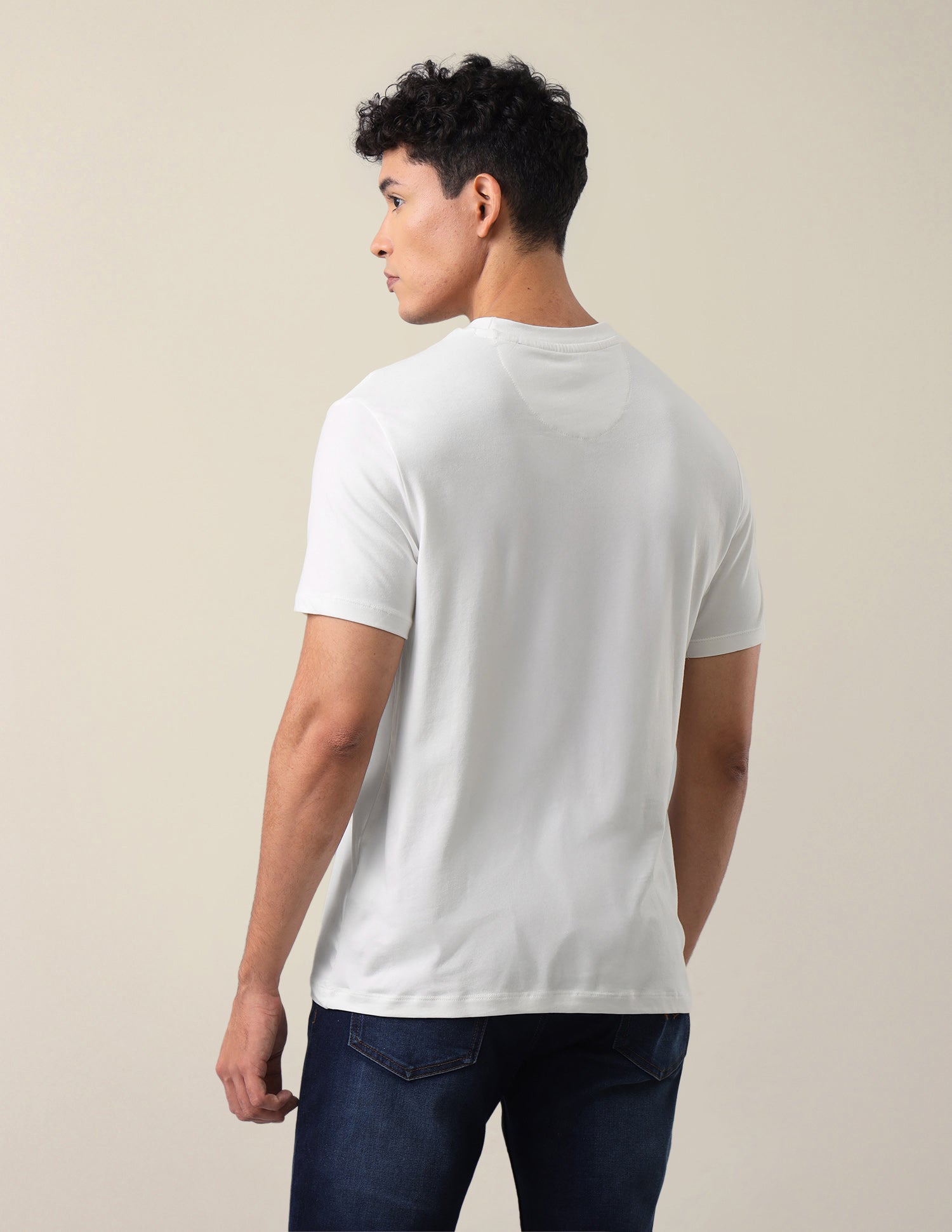 Graphic Brand Printed Slim Fit T-Shirt Ivory - U.S. Polo Assn. India | Large