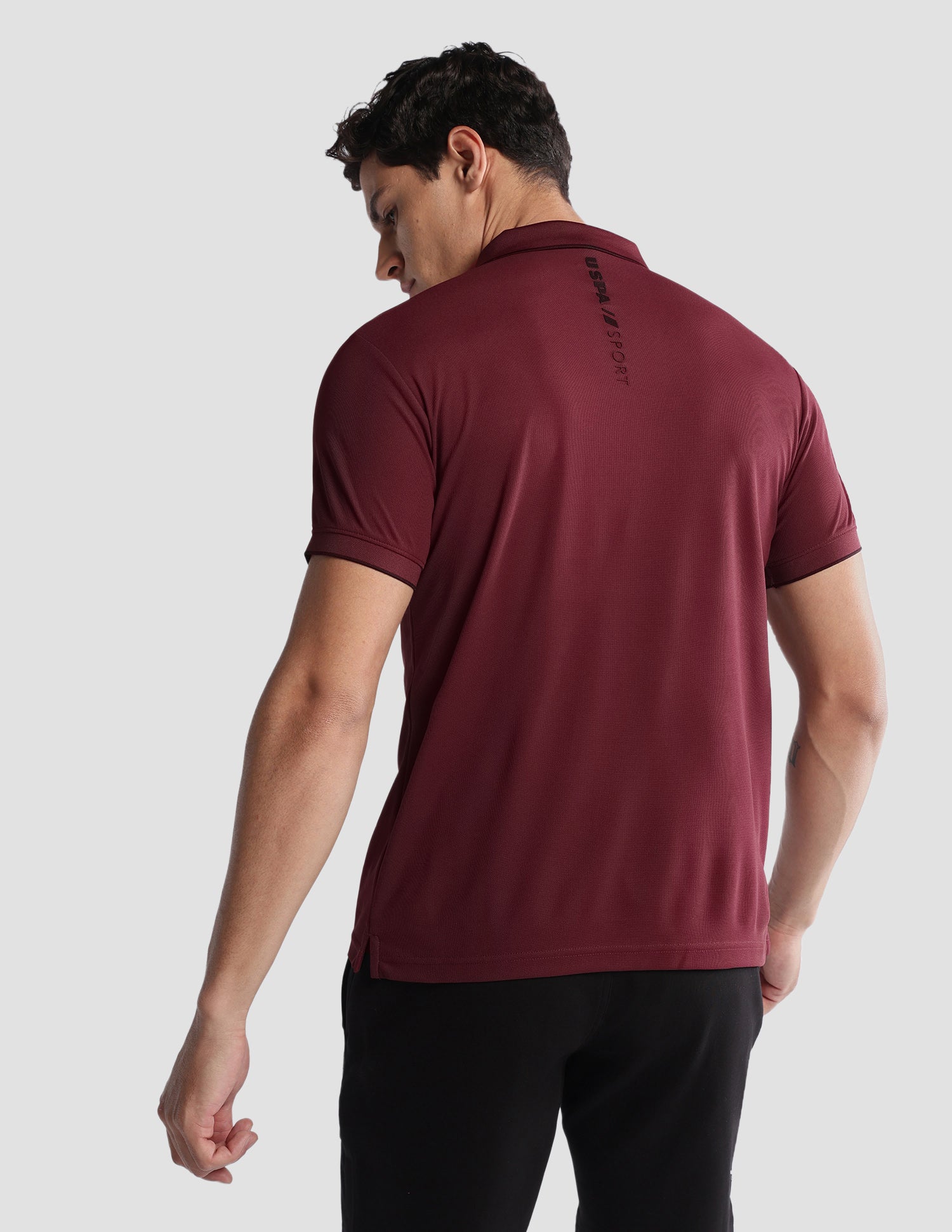 Solid Regular Fit Active Polo Shirt Maroon - U.S. Polo Assn. India | Large