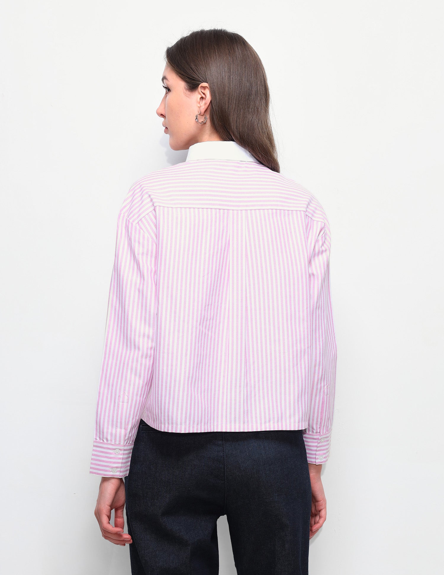 Vertical Striped Boxy Fit Shirt Light Pink - U.S. Polo Assn. India | Large