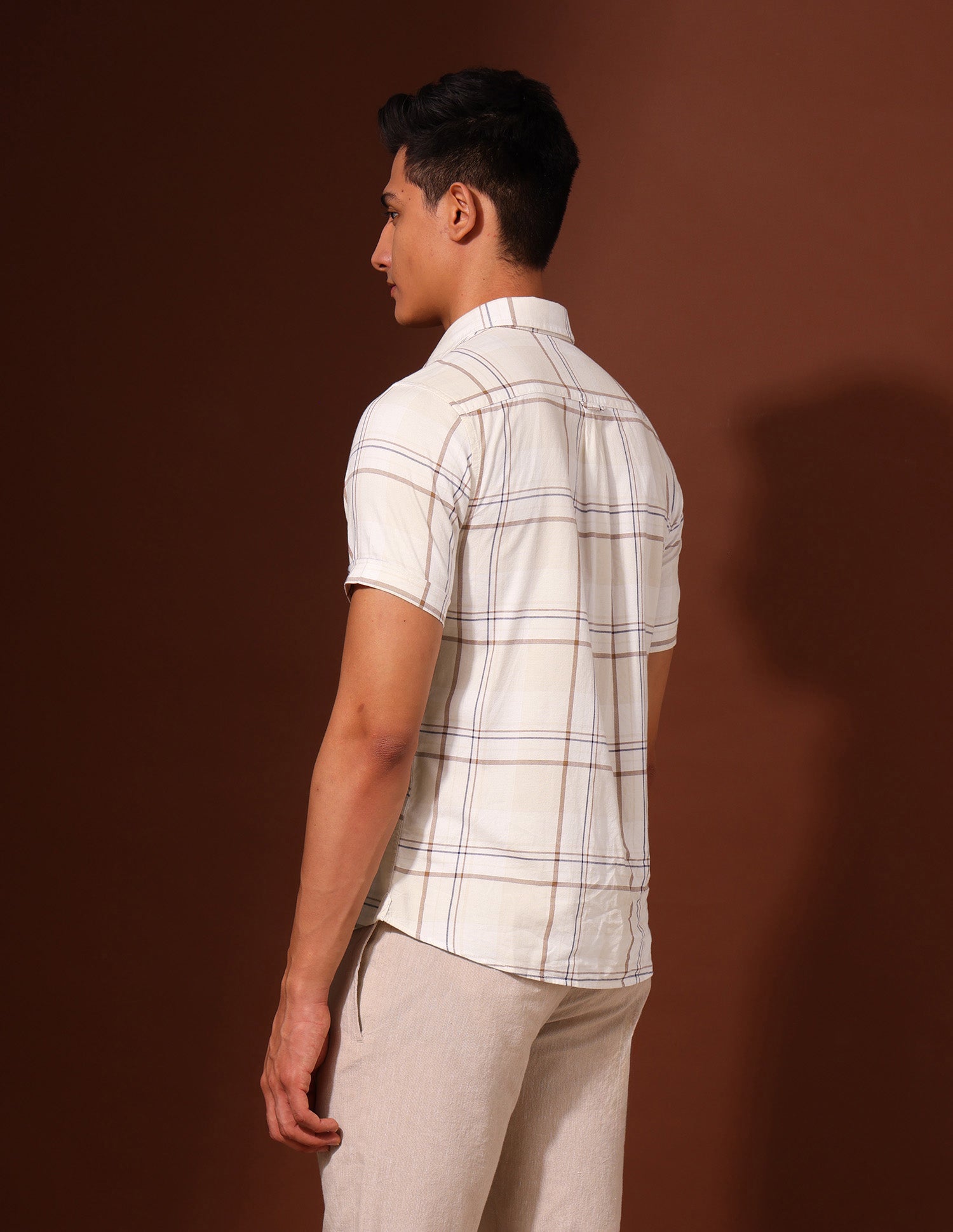 Grid Tattersall Checked Pure Cotton Shirt Ecru - U.S. Polo Assn. India | Large