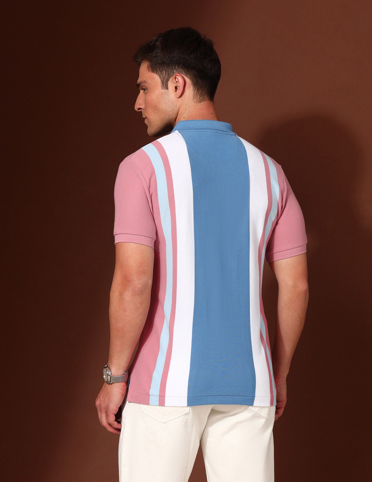 Vertical Striped Working Holiday Polo Shirt Dark Pink - U.S. Polo Assn. India | Large