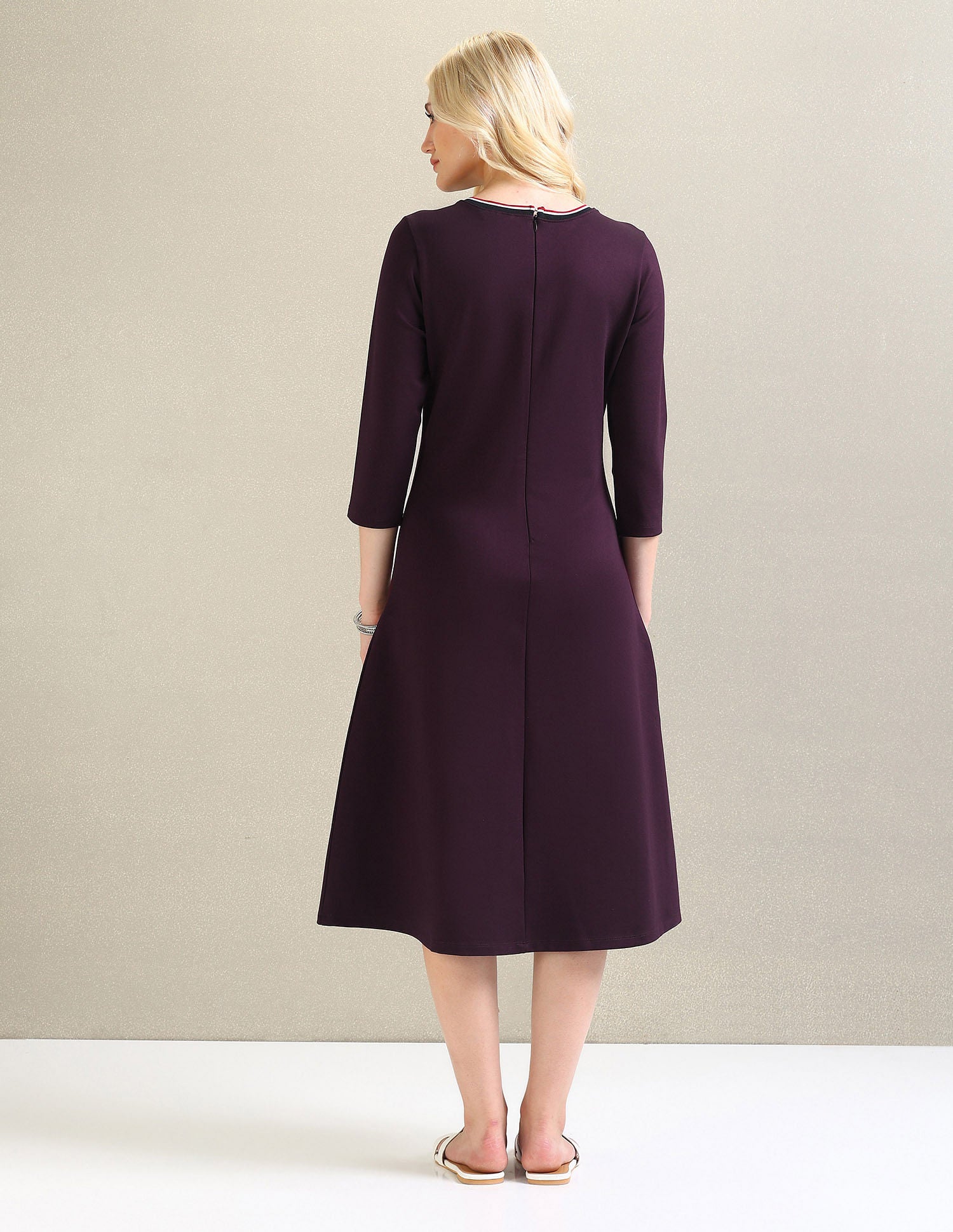 Ponte Roma Knit A-Line Dress Wine - U.S. POLO ASSN. | Large