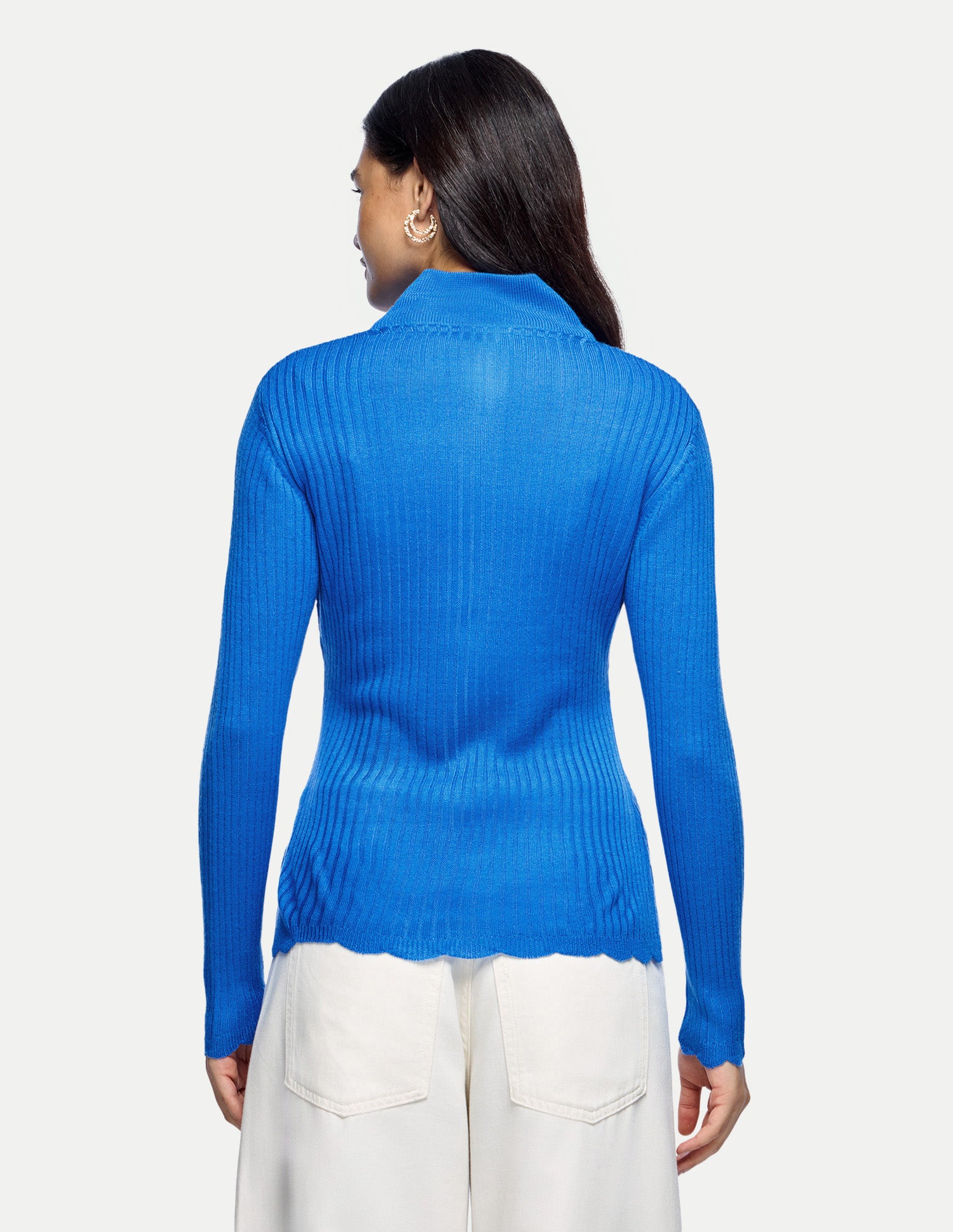 Cable Patterned Knit Regular Fit Sweater Bright Blue - U.S. Polo Assn. India | Large