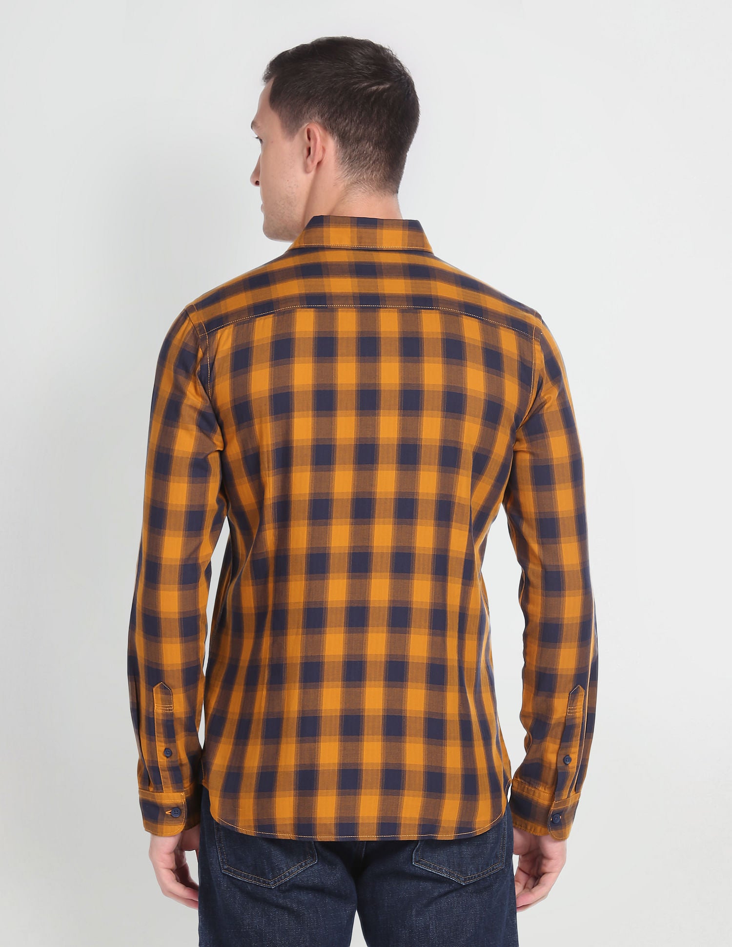 Tartan Check Slim Fit Shirt Ochre - U.S. Polo Assn. India | Large