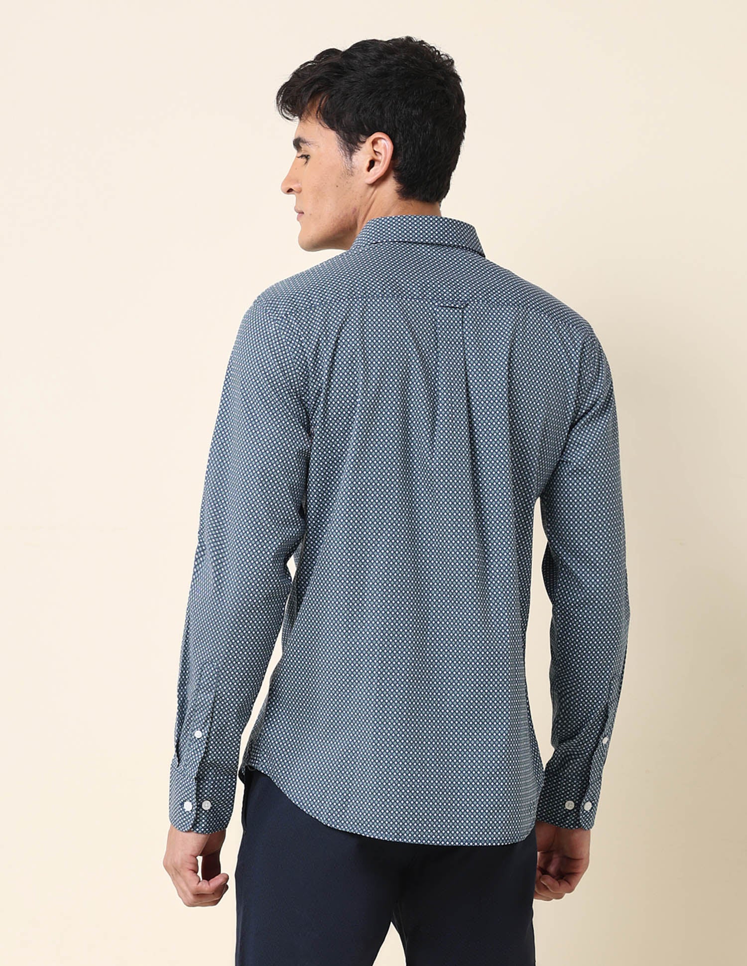 Geometric Printed Tailored Fit Shirt Blue - U.S. Polo Assn. India | Large