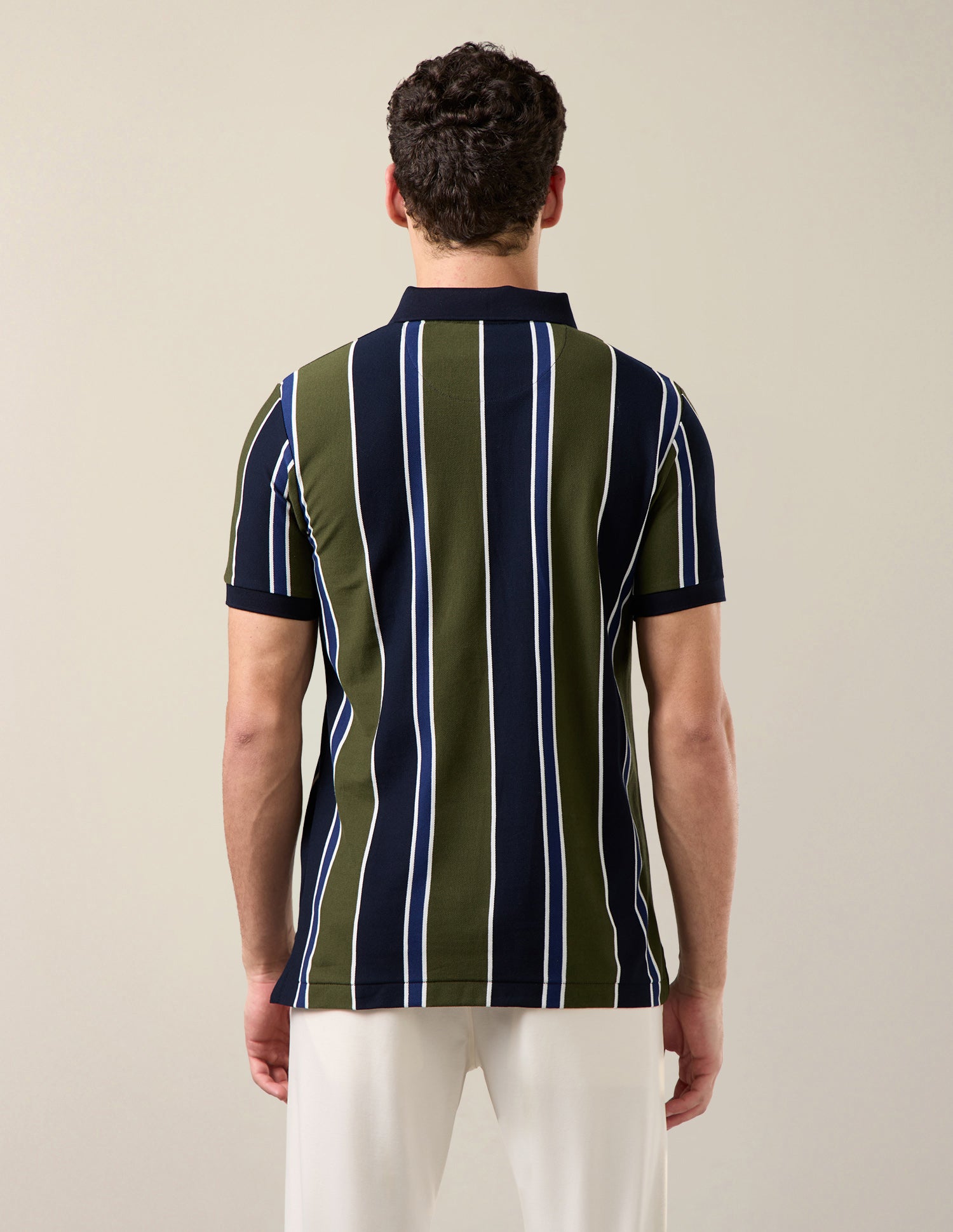 Vertical Striped Slim Fit Polo Shirt Olive - U.S. Polo Assn. India | Large