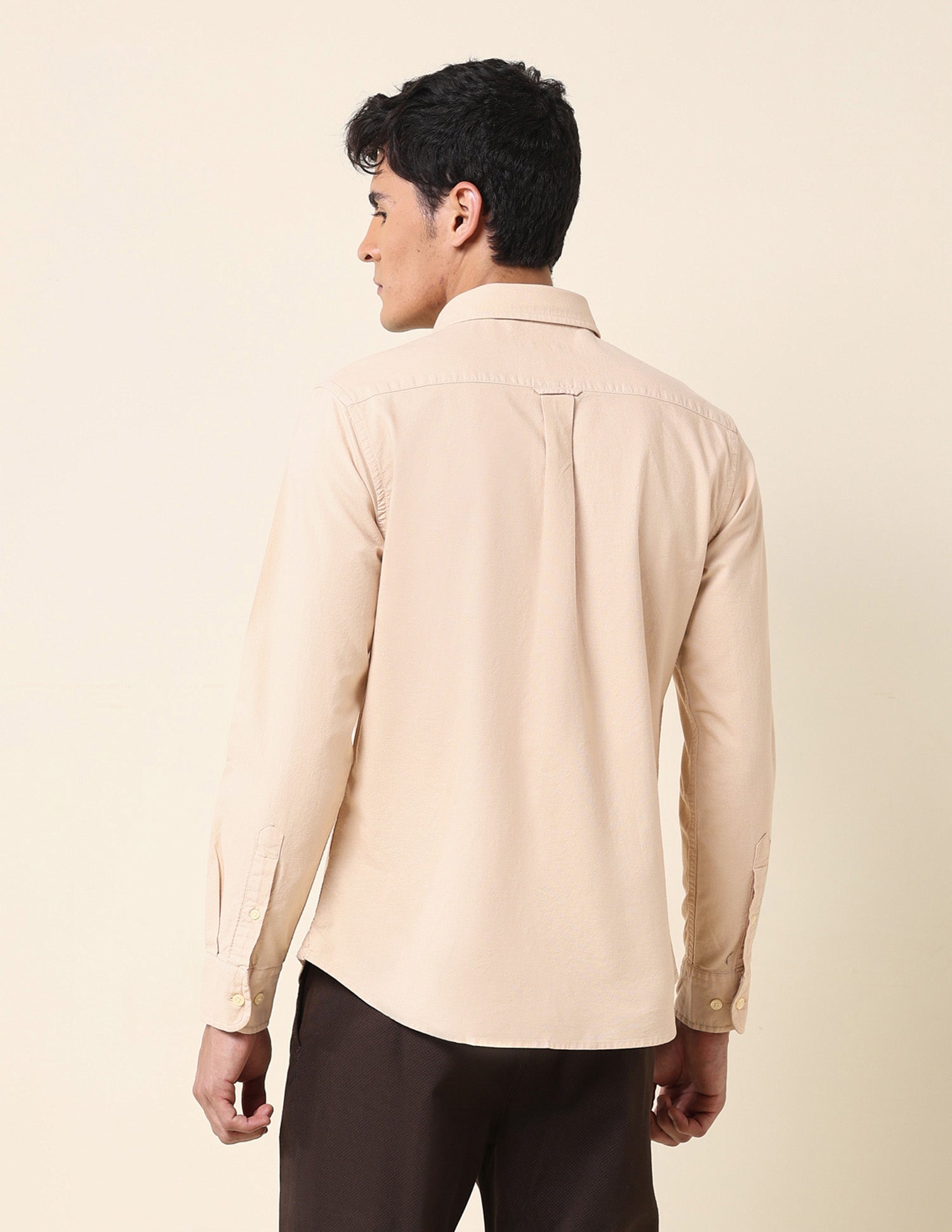 Pure Cotton Tailored Fit Shirt Beige - U.S. Polo Assn. India | Large