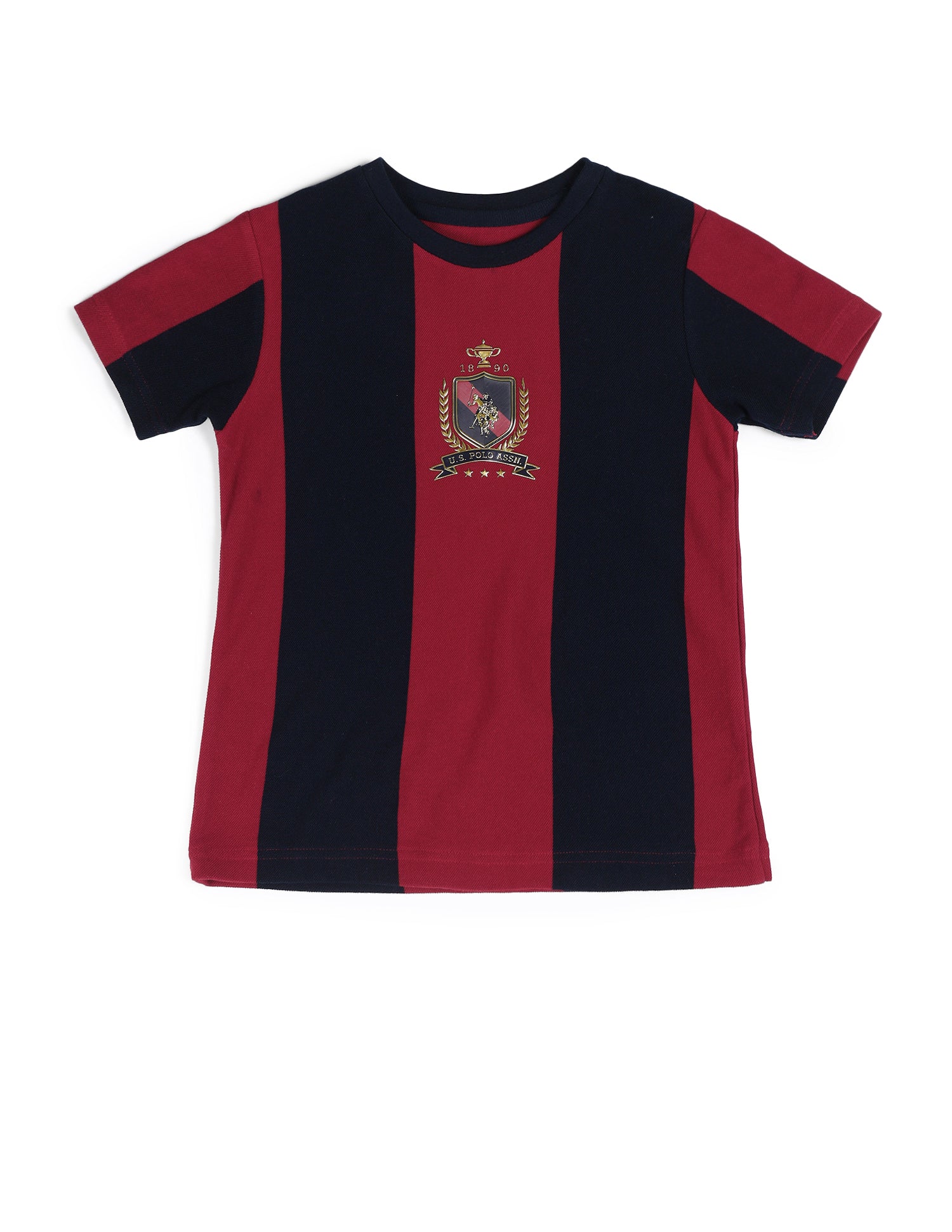 Boys Colourblock Pattern Regular Fit T-Shirt Navy - U.S. Polo Assn. India | Large