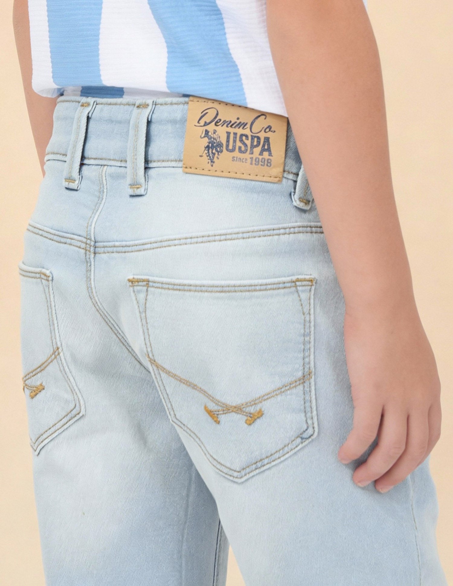 Boys Distressed Slim Fit Jeans Light Blue - U.S. Polo Assn. India | Large