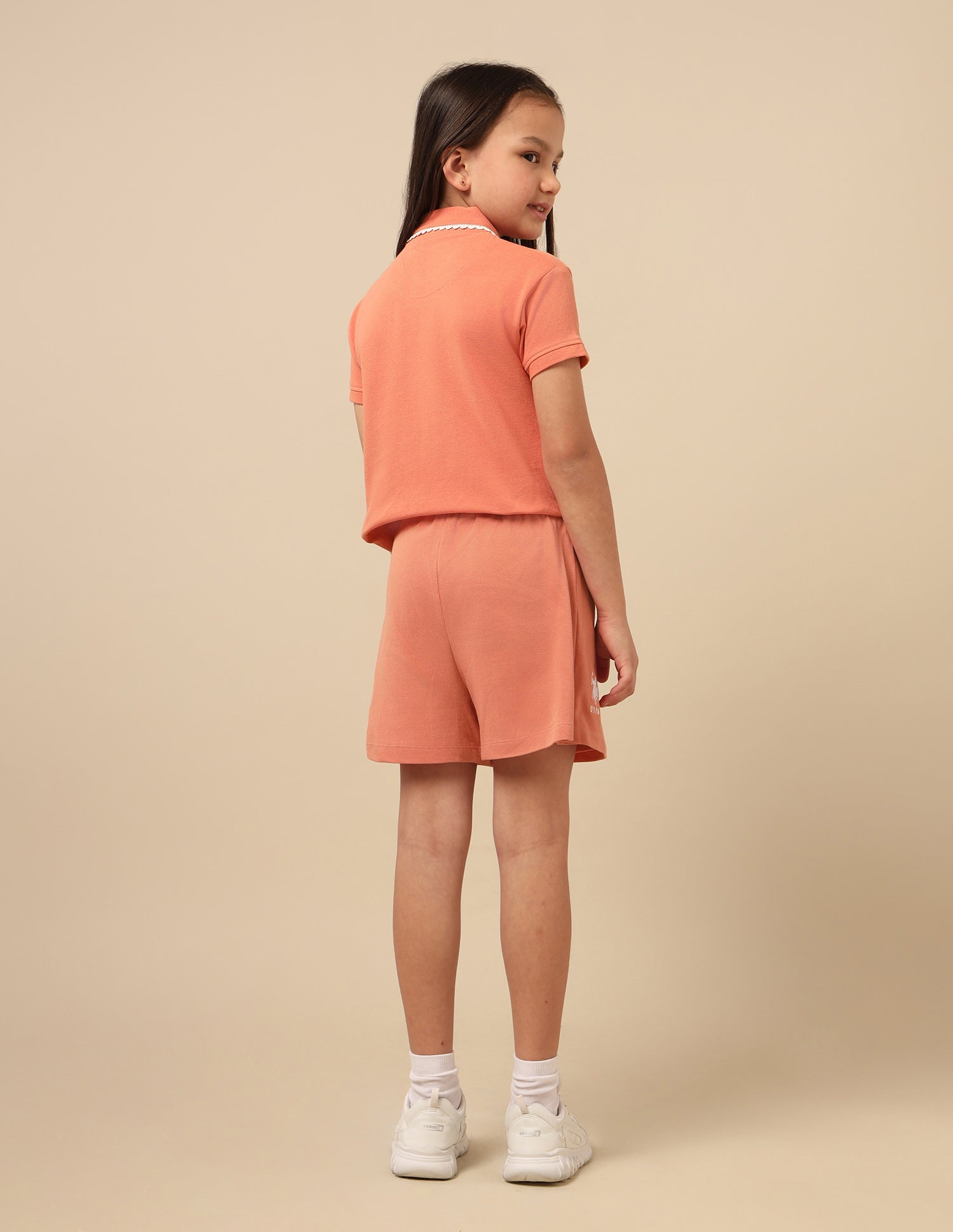 Girls Solid Lace Trim Skort Rust - U.S. POLO ASSN. | Large