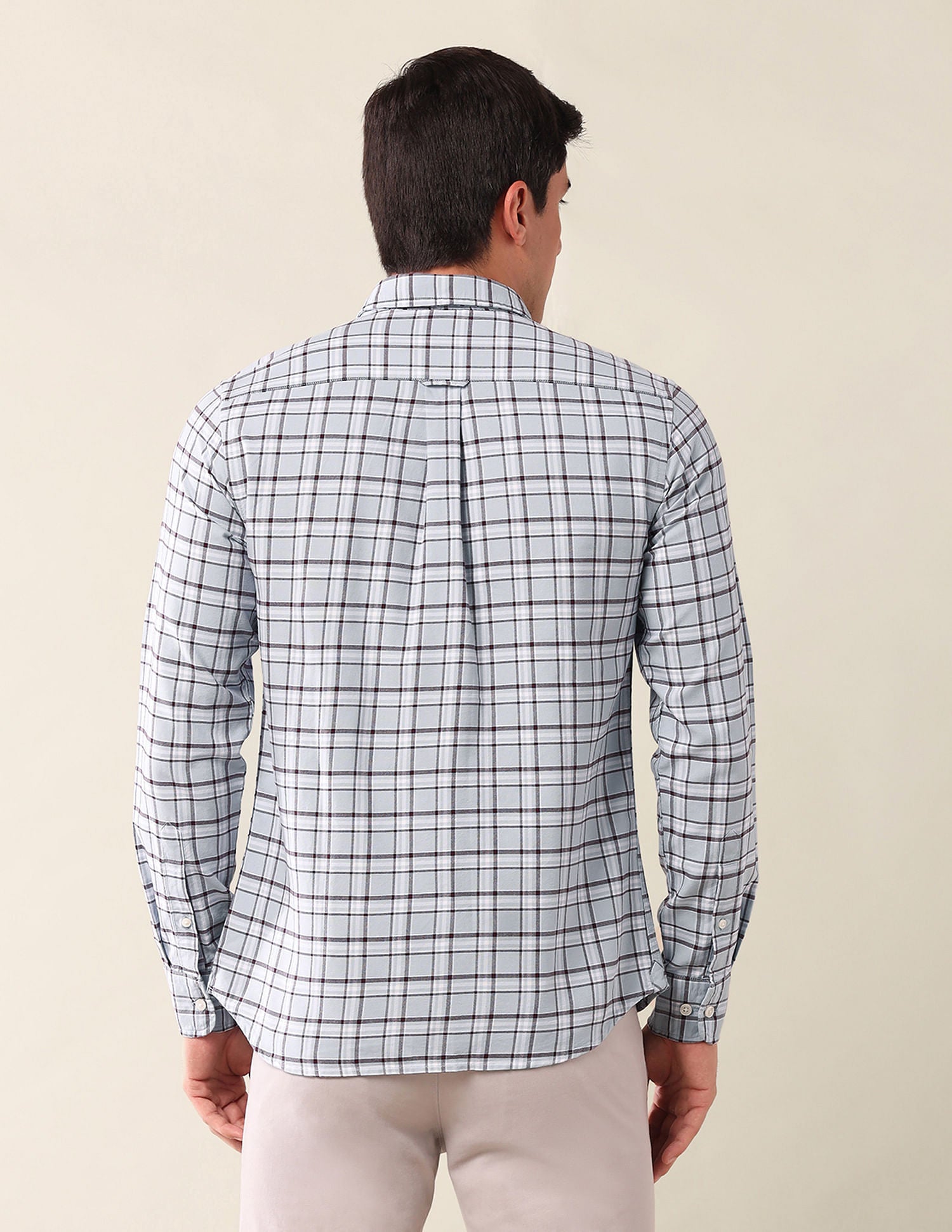 Tailored Fit Checked Shirt Light Grey - U.S. Polo Assn. India | Large