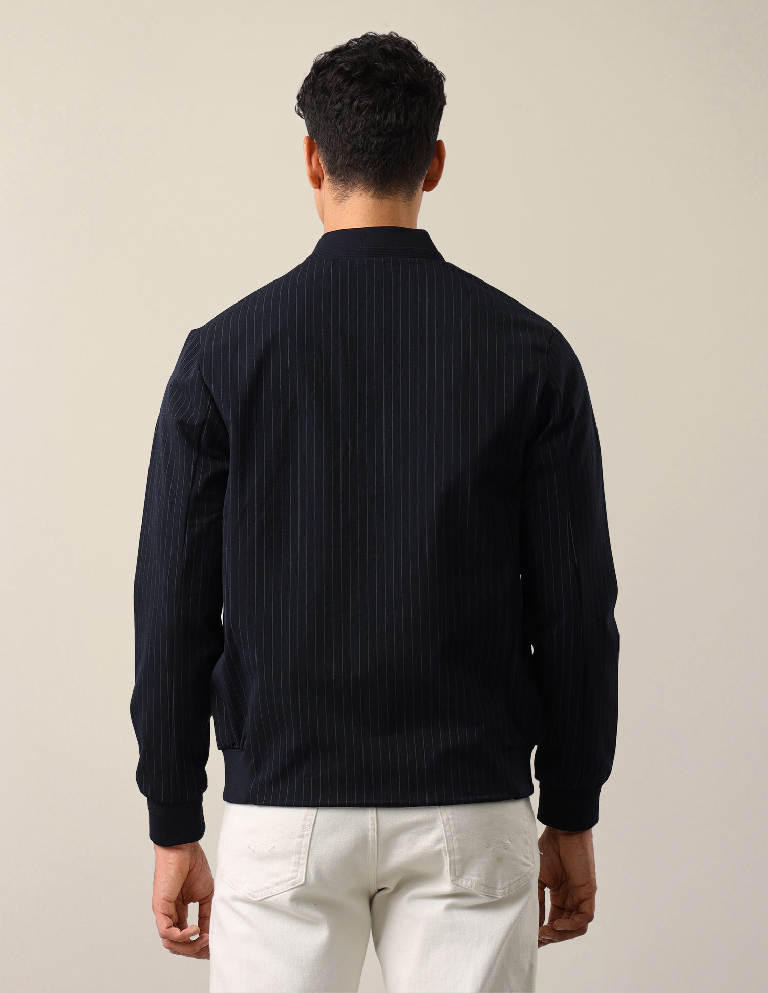 Vertical Striped Regular Fit Bomber Jacket Navy - U.S. Polo Assn. India | Large