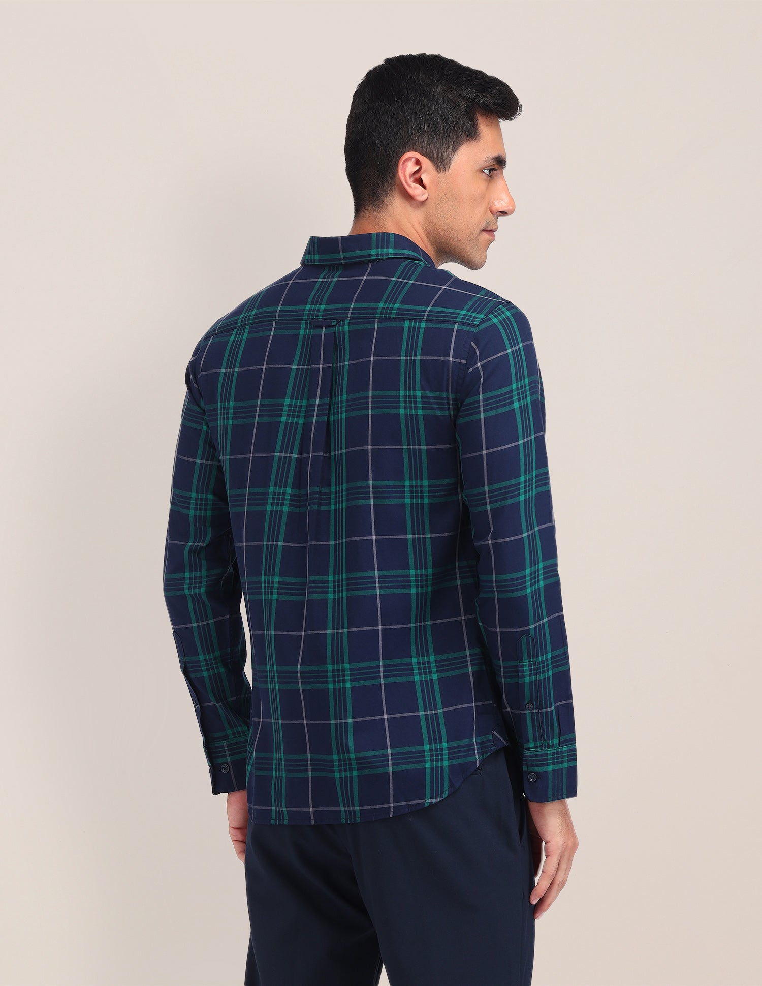 Midscale Checked Tailored Fit Shirt Navy - U.S. Polo Assn. India | Large