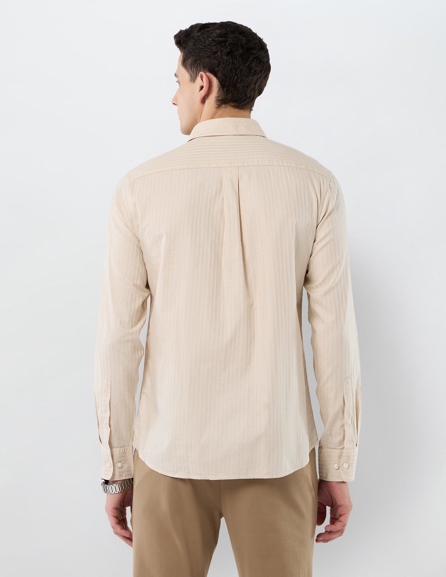 Tailored Fit Vertical Striped Shirt Beige - U.S. POLO ASSN. | Large