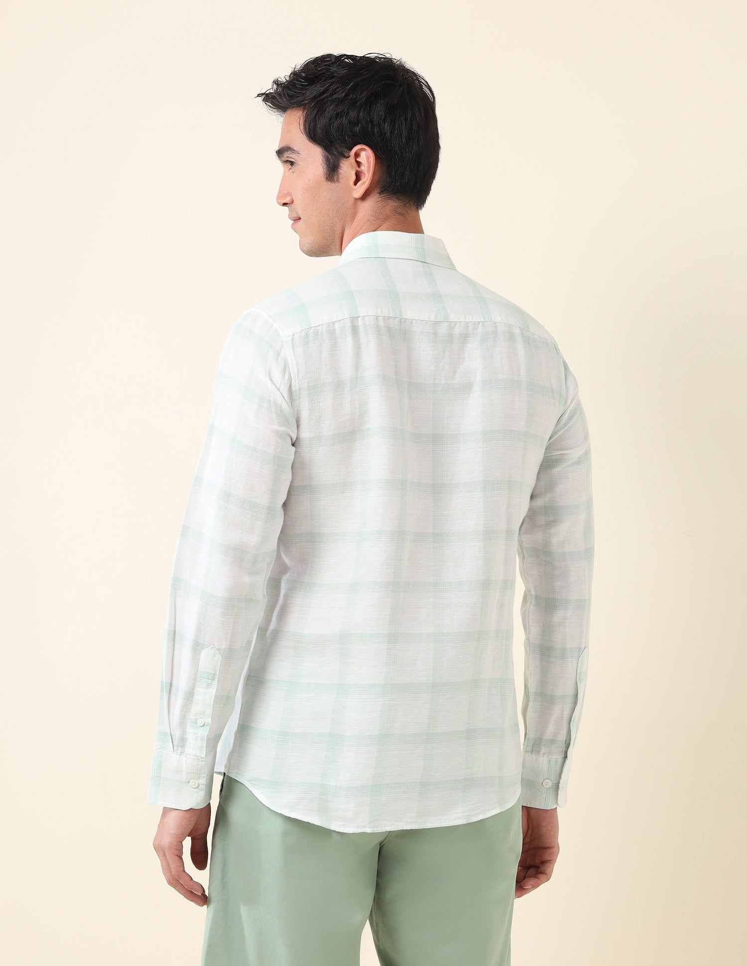 Tailored Fit Grid Tattersall Checked Shirt Light Green - U.S. Polo Assn. India | Large