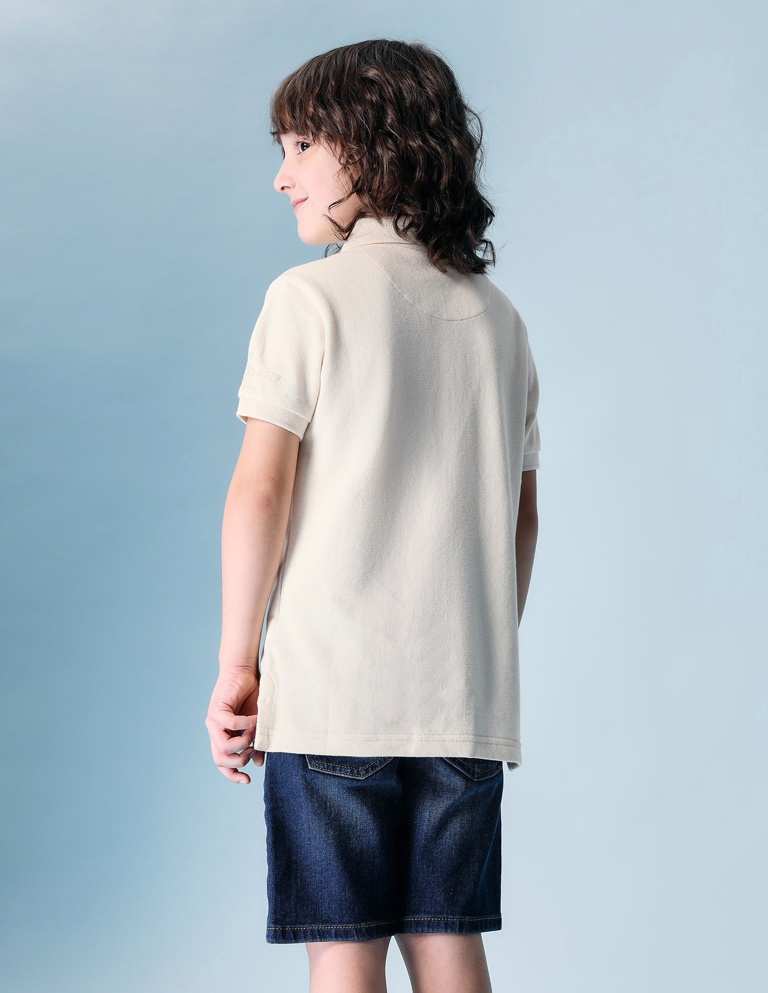Boys Solid Pure Cotton Polo Shirt Cream - U.S. POLO ASSN. | Large