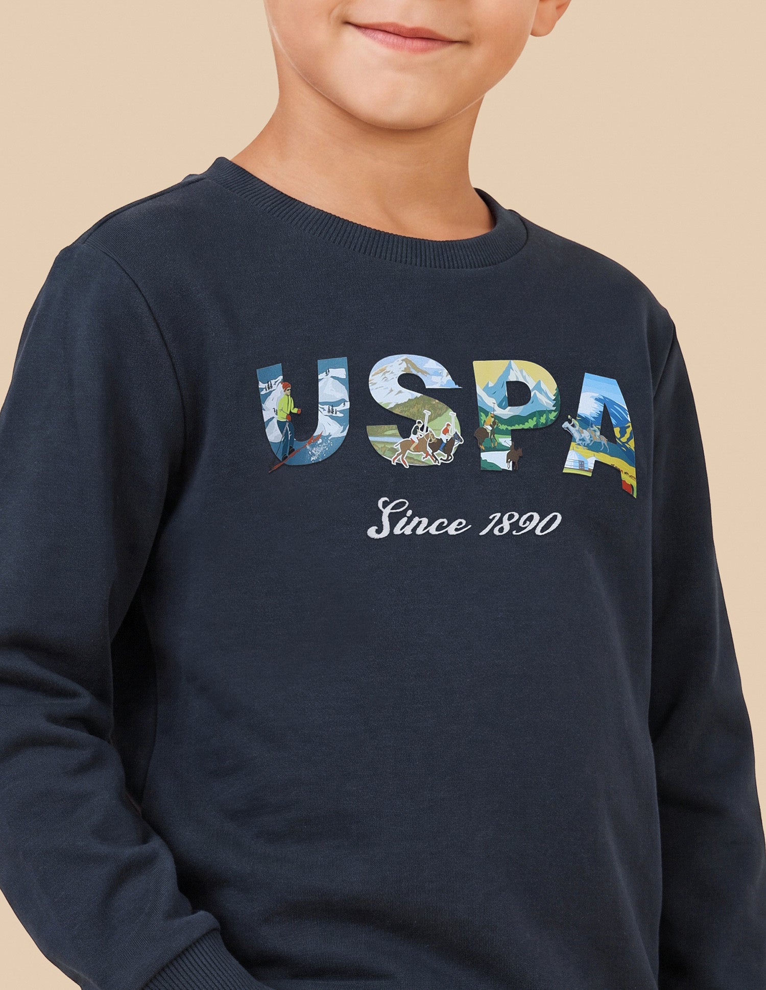 Graphic Brand Printed Regular Fit Sweatshirt Navy - U.S. Polo Assn. India | Large