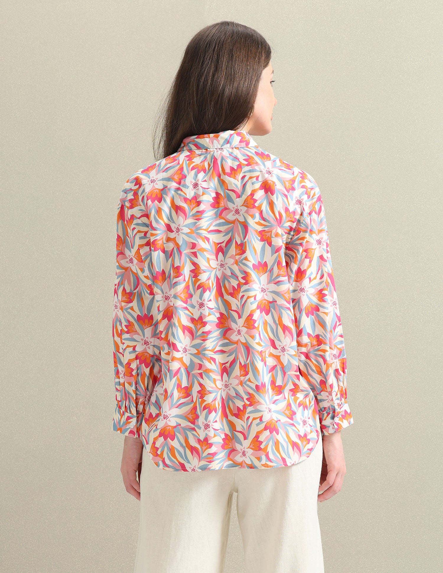 Pure Cotton Floral Shirt Pink and Orange - U.S. POLO ASSN. | Large