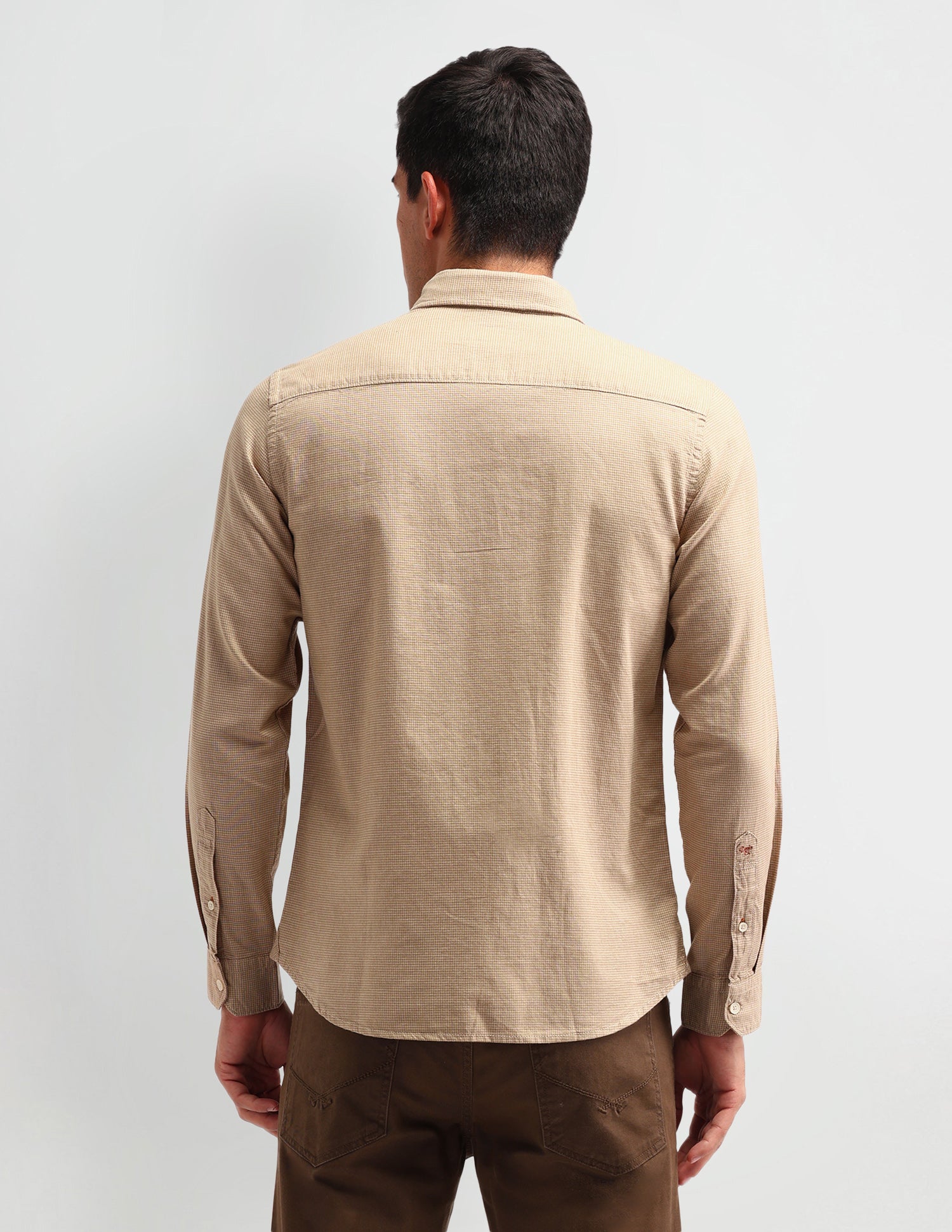 Textured Slim Fit Shirt Khaki - U.S. Polo Assn. India | Large