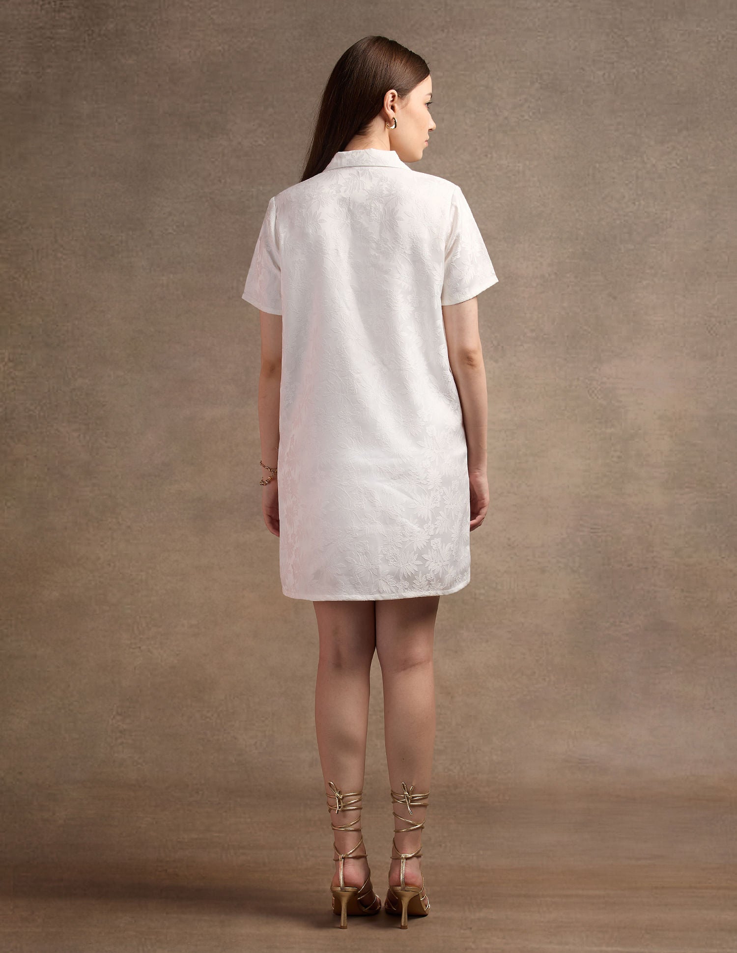 Polo Collar Jacquard Shift Dress White - U.S. POLO ASSN. | Large