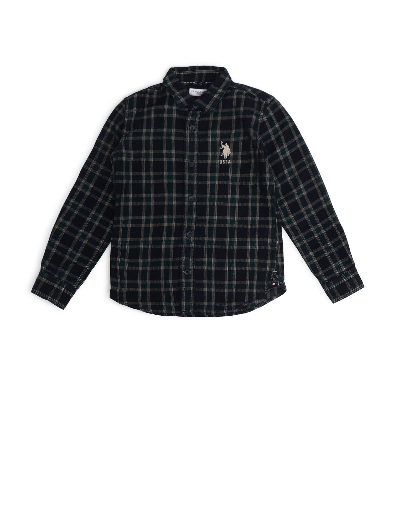Boys Tartan Check Printed Regular Fit Shirt Navy - U.S. Polo Assn. India | Large