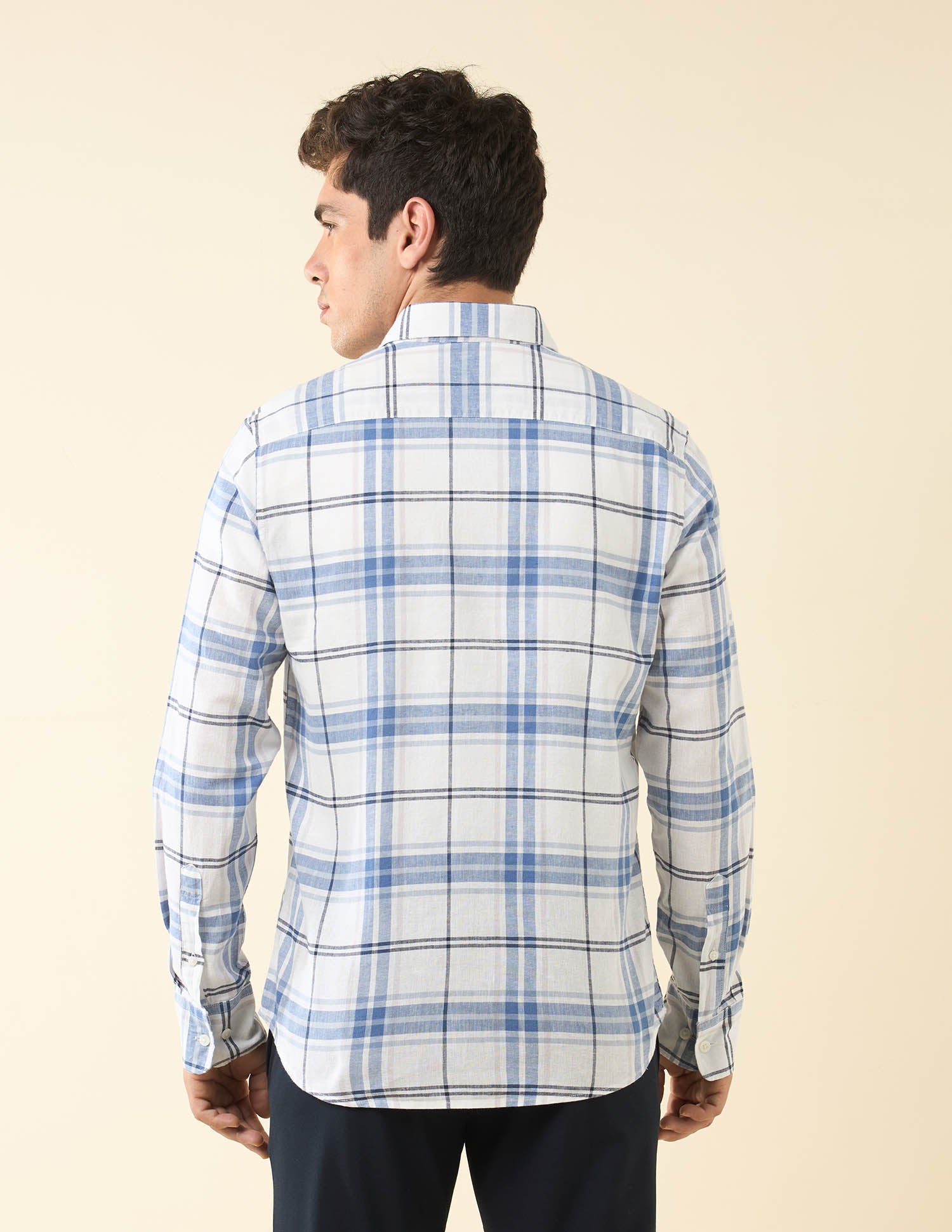 Tailored Fit Grid Tattersall Checked Shirt White - U.S. Polo Assn. India | Large