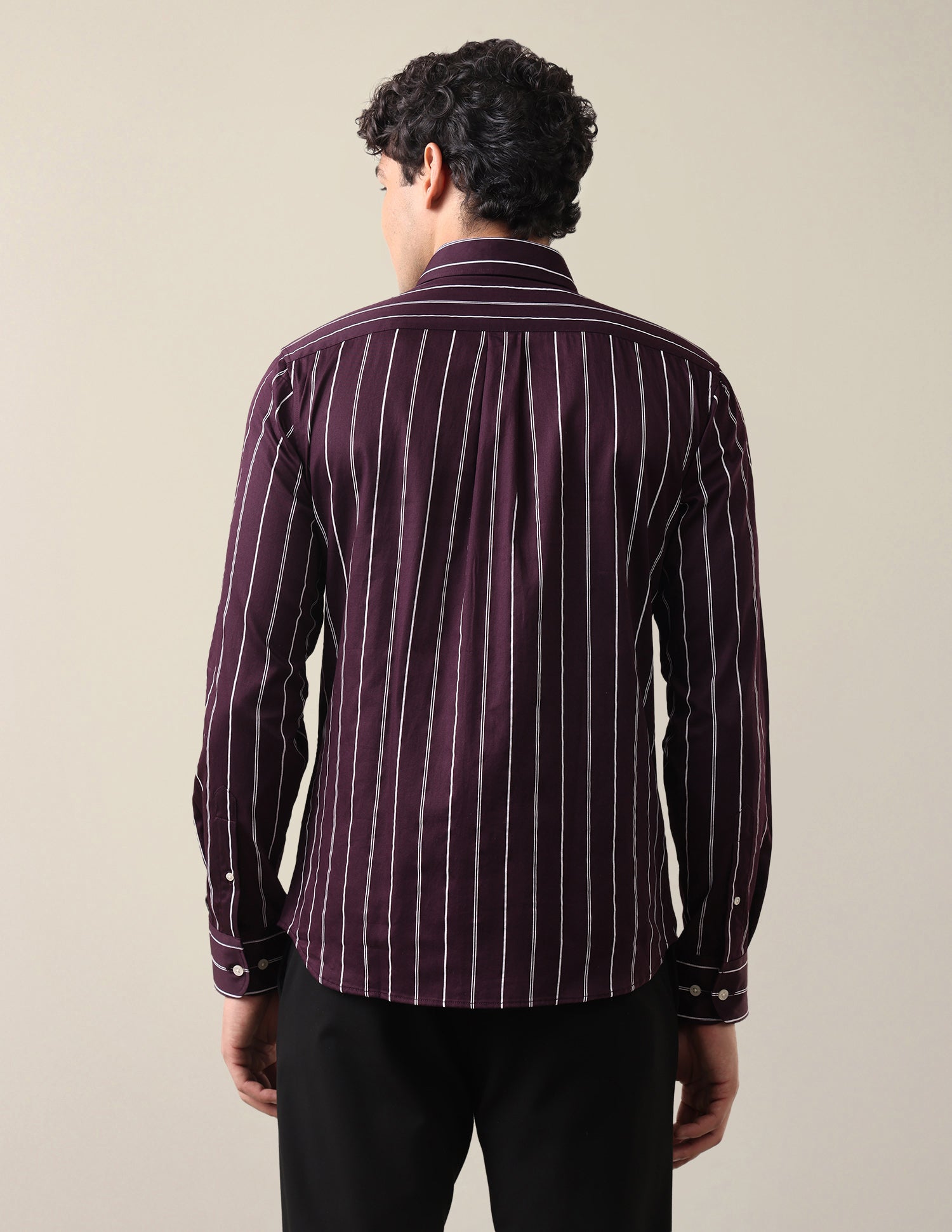Satin Vertical Striped Shirt Dark Purple - U.S. Polo Assn. India | Large