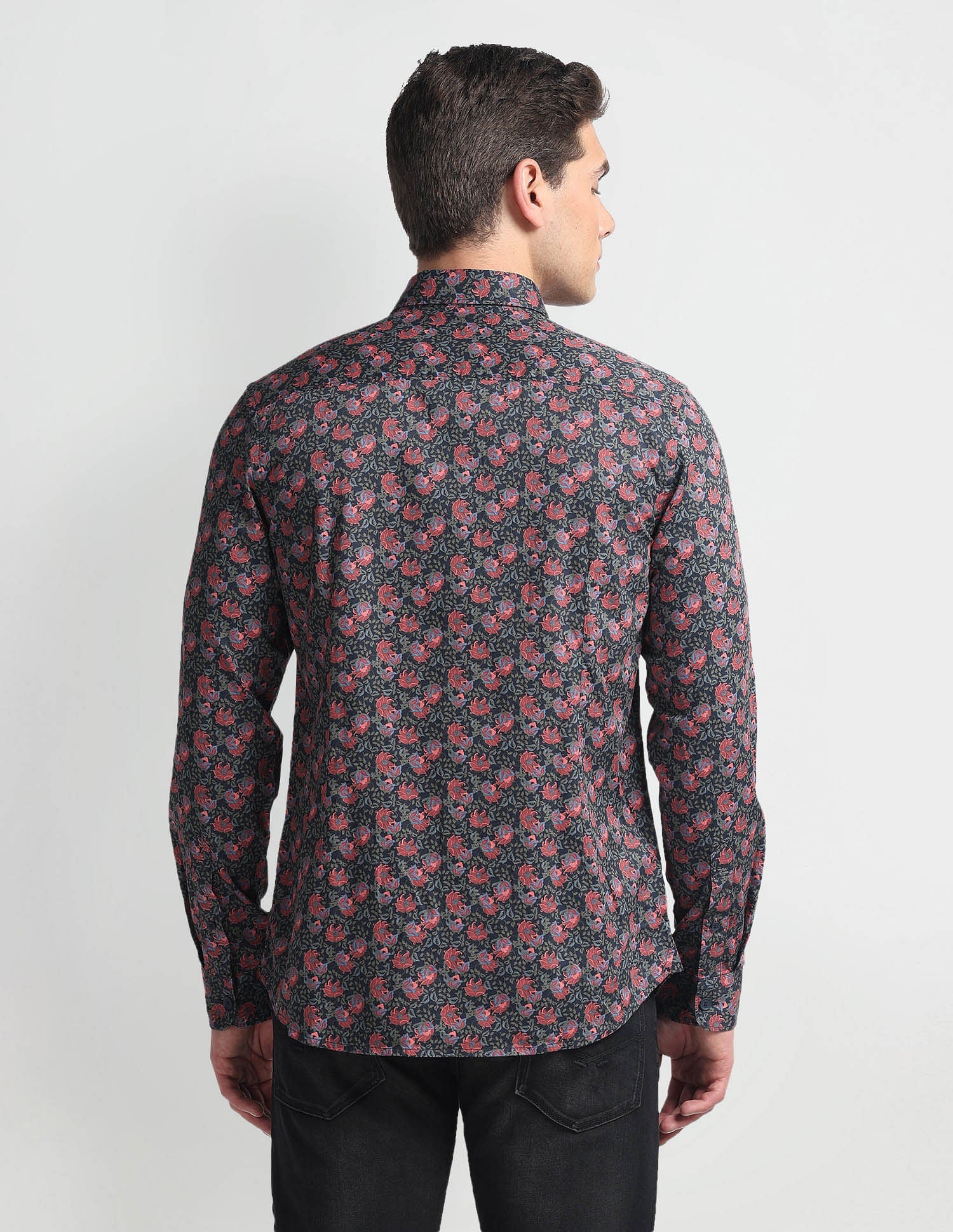 Floral Print Slim Shirt Red and Navy - U.S. Polo Assn. India | Large