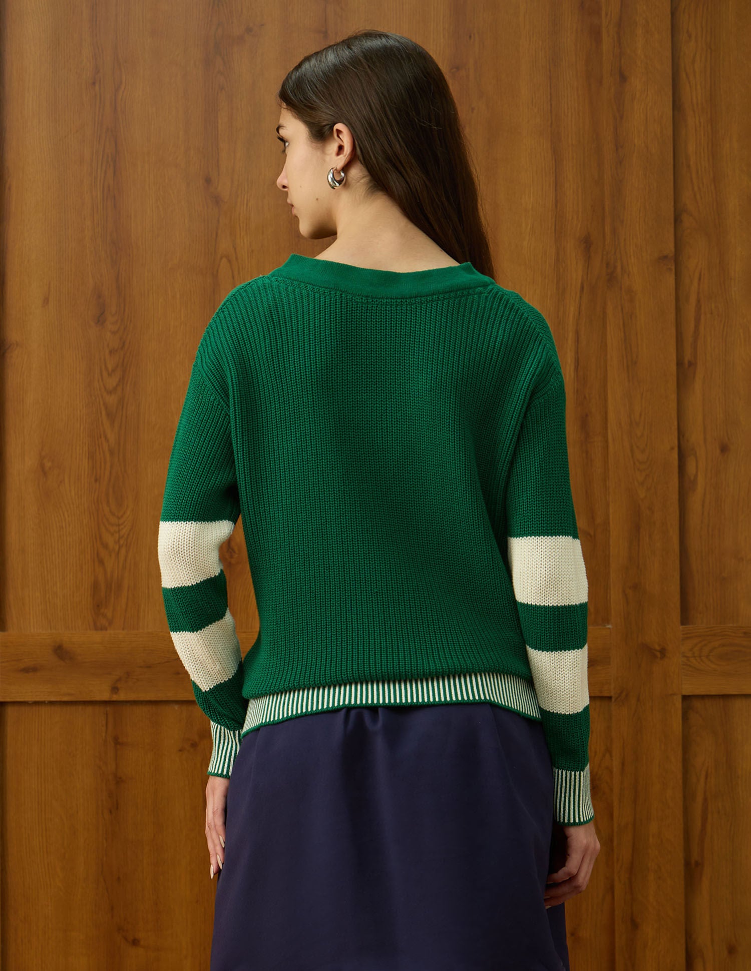 Drop Shoulder Fit Solid Sweater Green - U.S. POLO ASSN. | Large