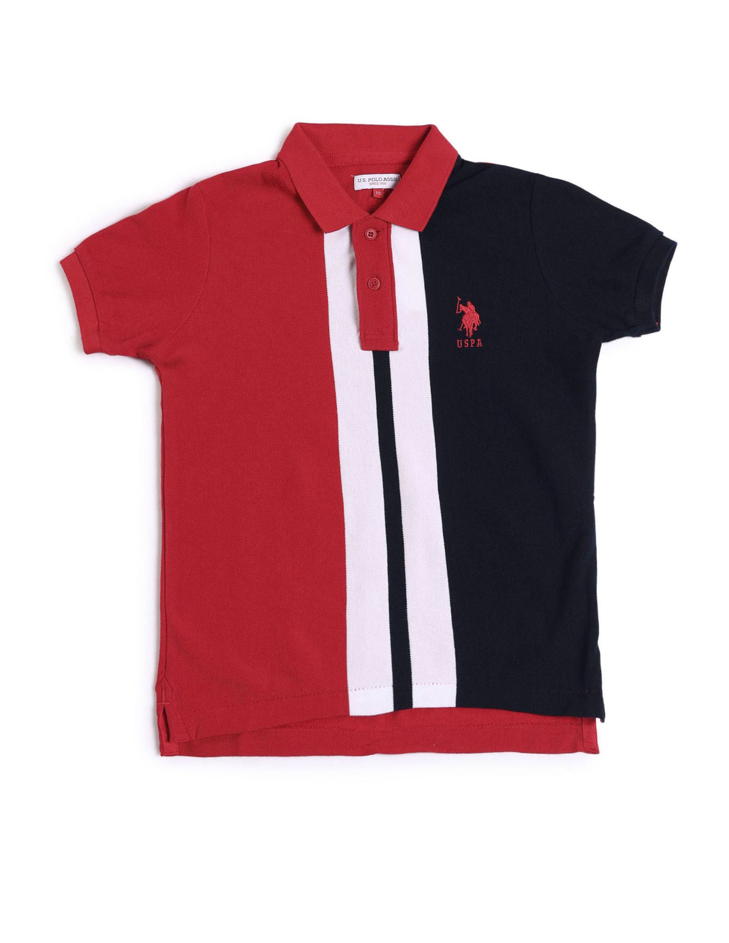 Boys Colour blocked Regular Fit Polo Shirt Medium Red - U.S. POLO ASSN. | Large