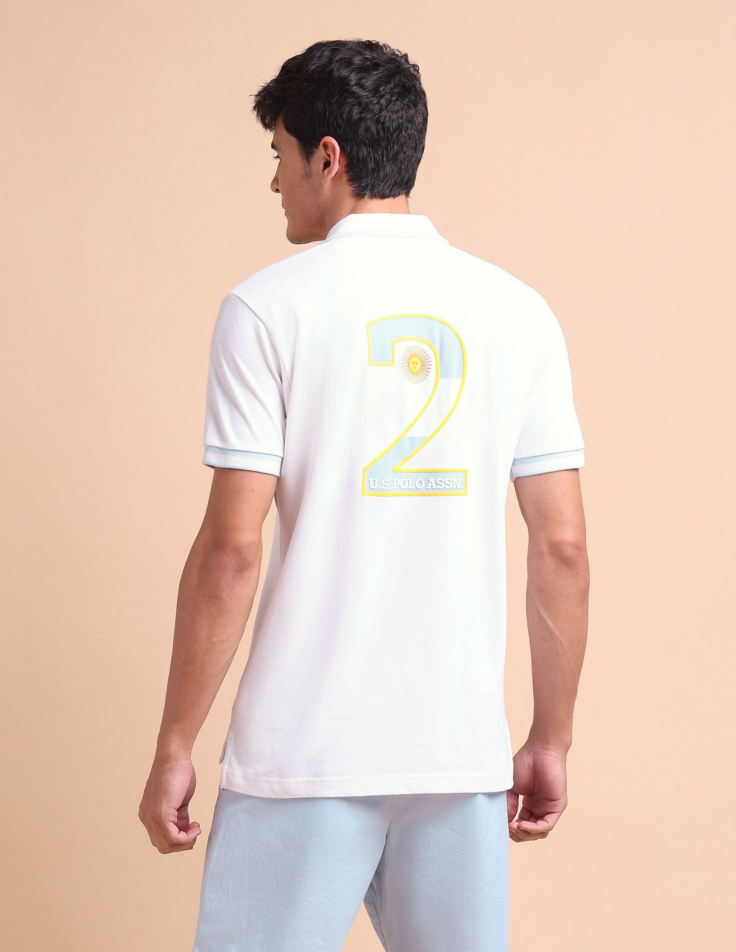 Slim Fit Iconic Number Polo Shirt White - U.S. POLO ASSN. | Large