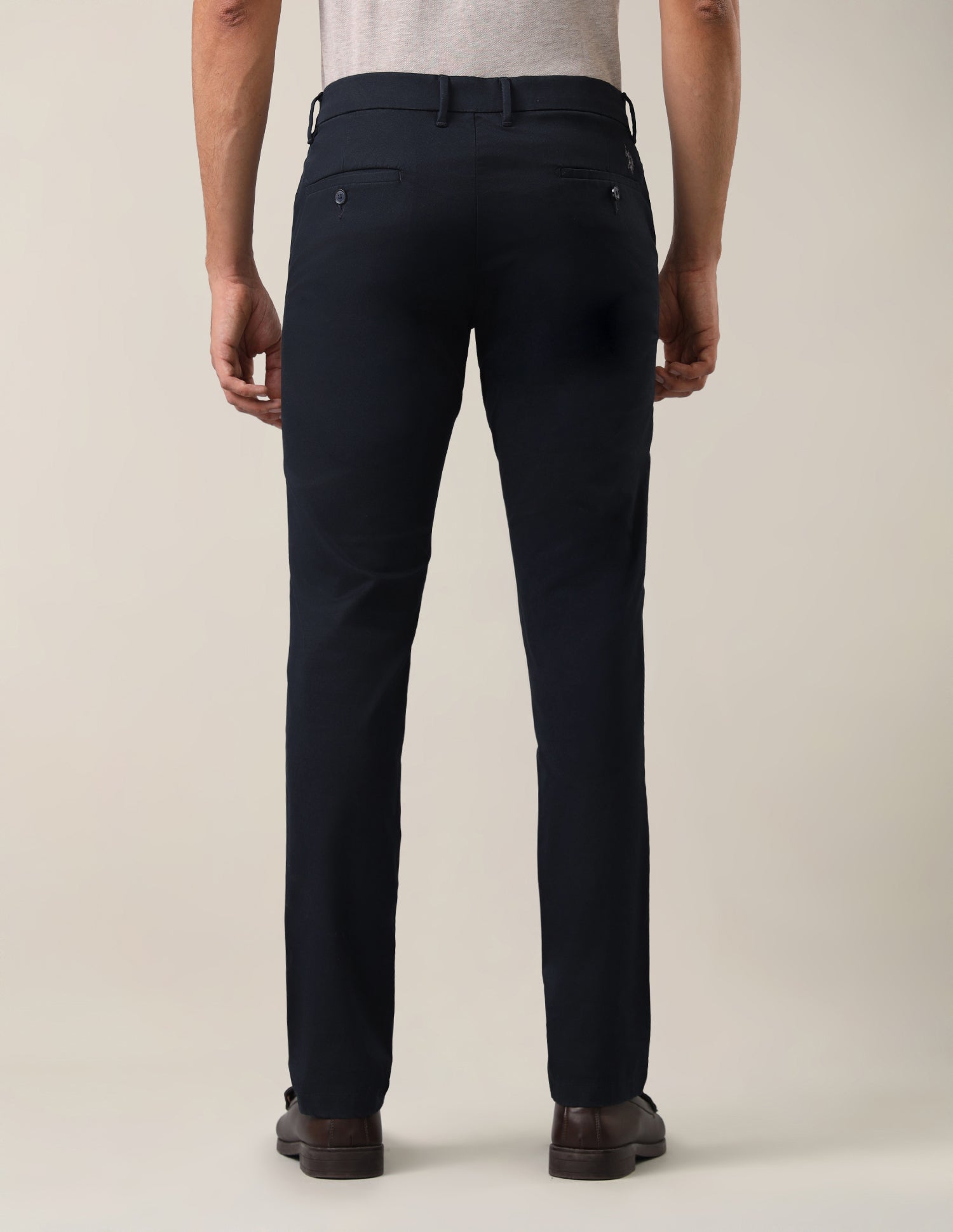 Textured Satin Trousers Dark Navy - U.S. Polo Assn. India | Large