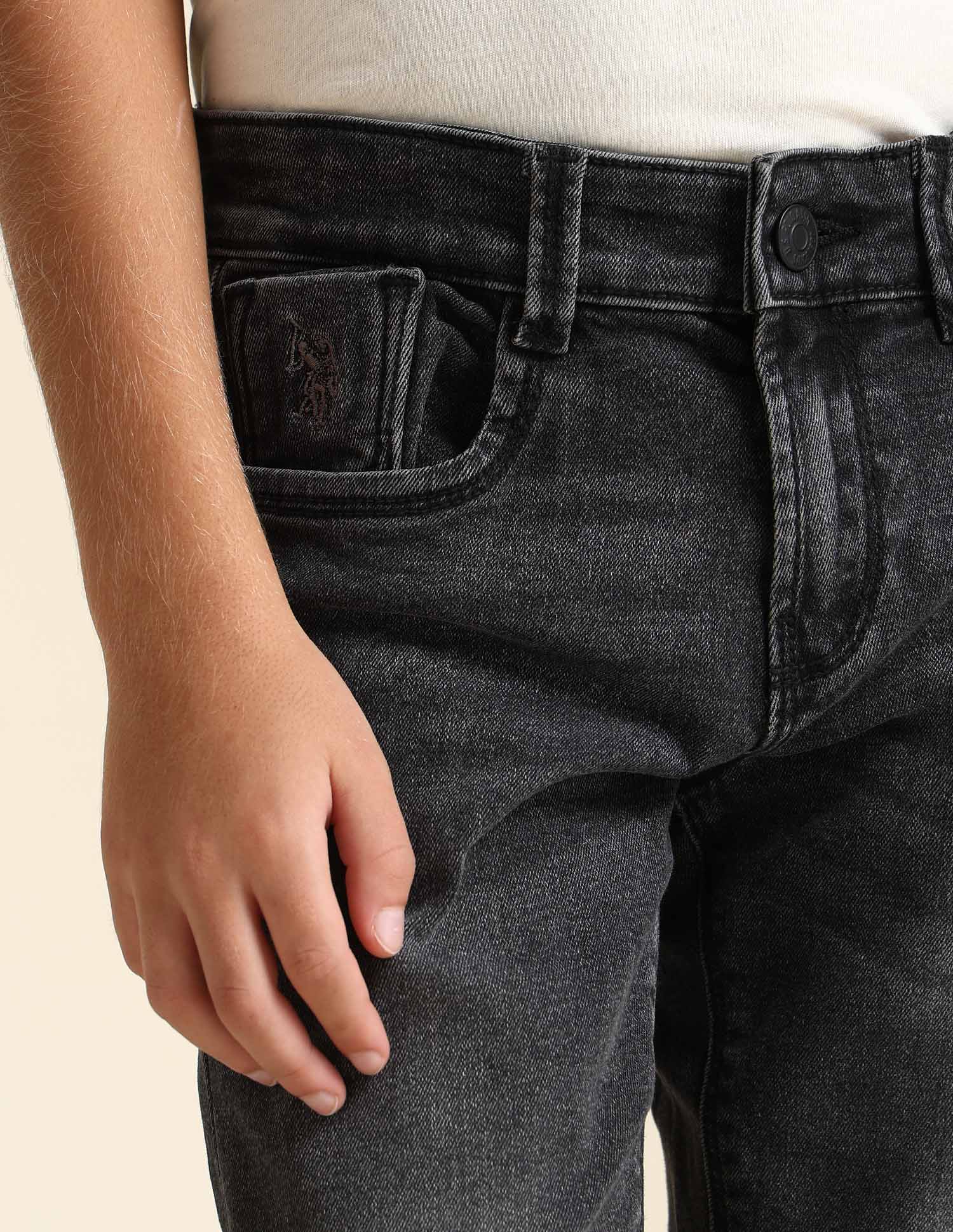 Boys Relaxed Fit Grey Jeans Dark Grey - U.S. POLO ASSN. | Large