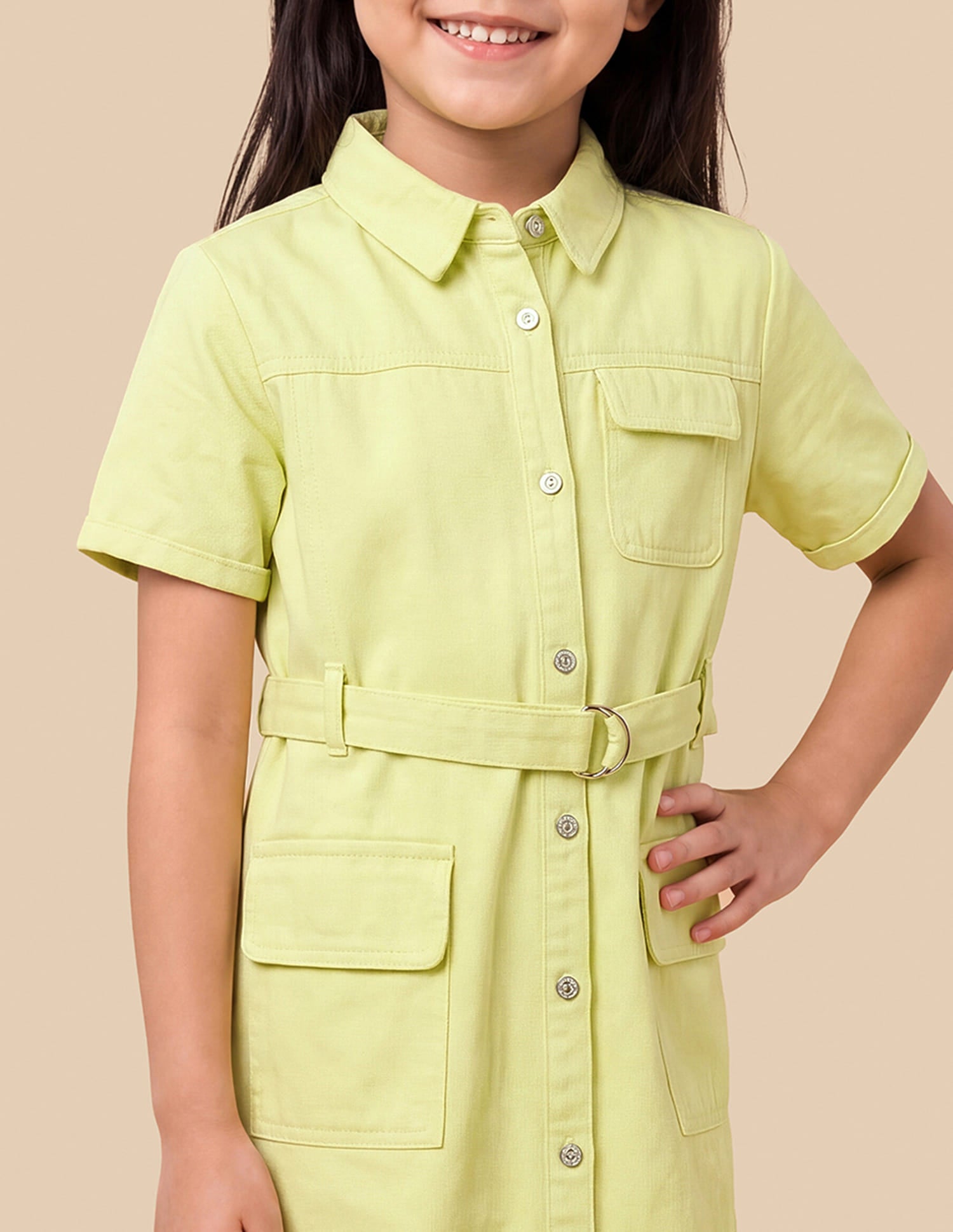 Solid Relaxed Fit Shirt Dress Green - U.S. Polo Assn. India | Large