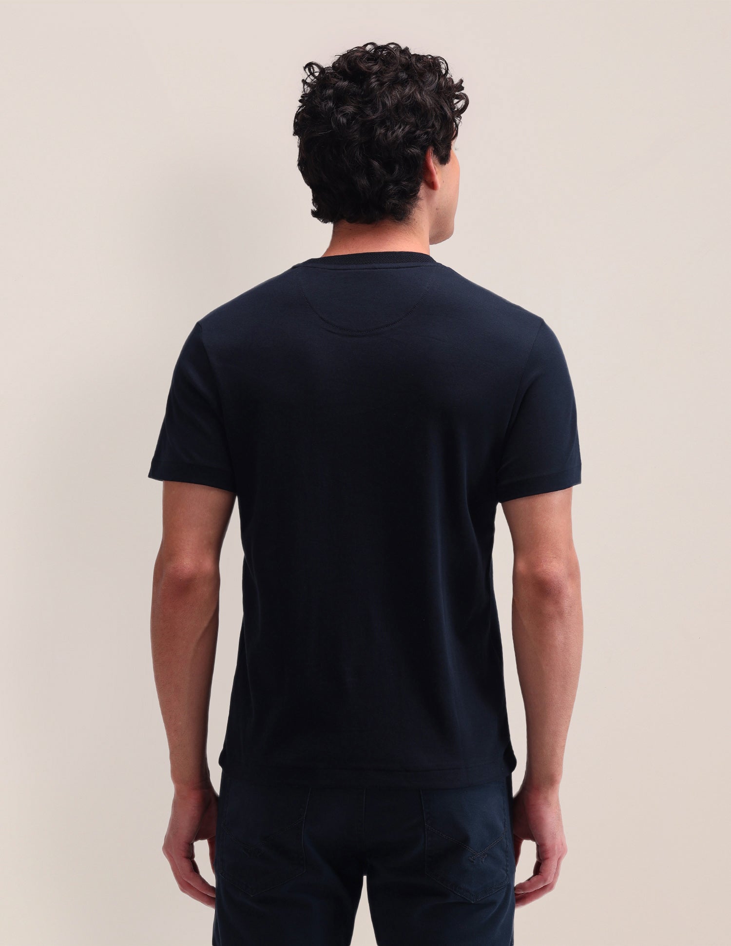 Brand Printed Cotton T-Shirt Navy - U.S. Polo Assn. India | Large
