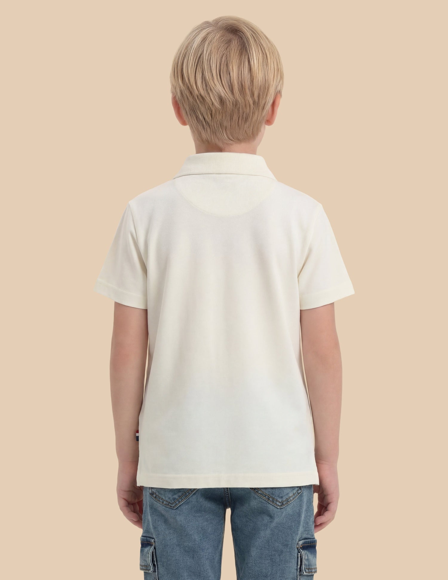 Boys Brand Embroidered Polo Shirt Off White - U.S. Polo Assn. India | Large