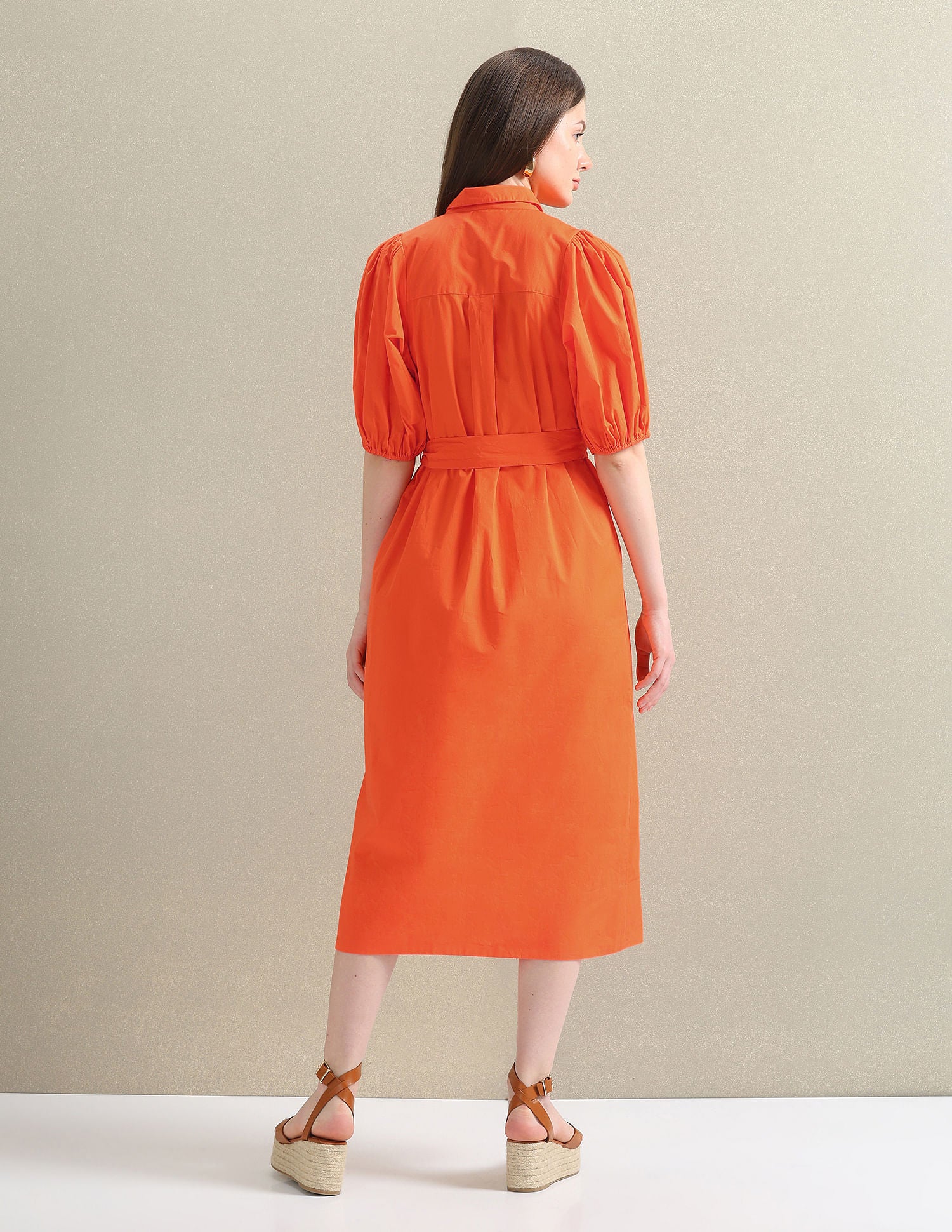 Pure Cotton Relaxed Shirt Dress Orange - U.S. POLO ASSN. | Large