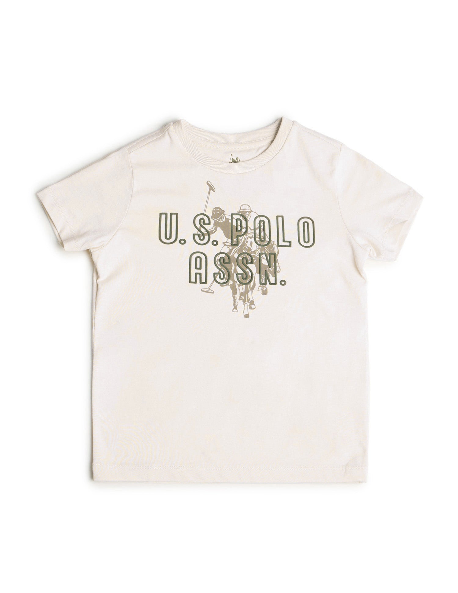 Boys Brand Printed Regular Fit T-Shirt Beige - U.S. POLO ASSN. | Large