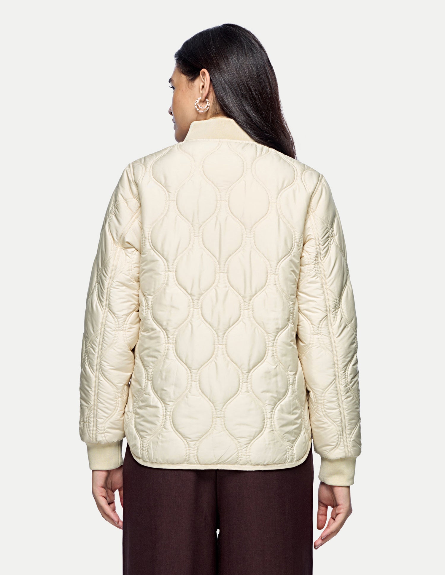 Relaxed Fit Quilted Puffer Jacket Off White - U.S. Polo Assn. India | Large