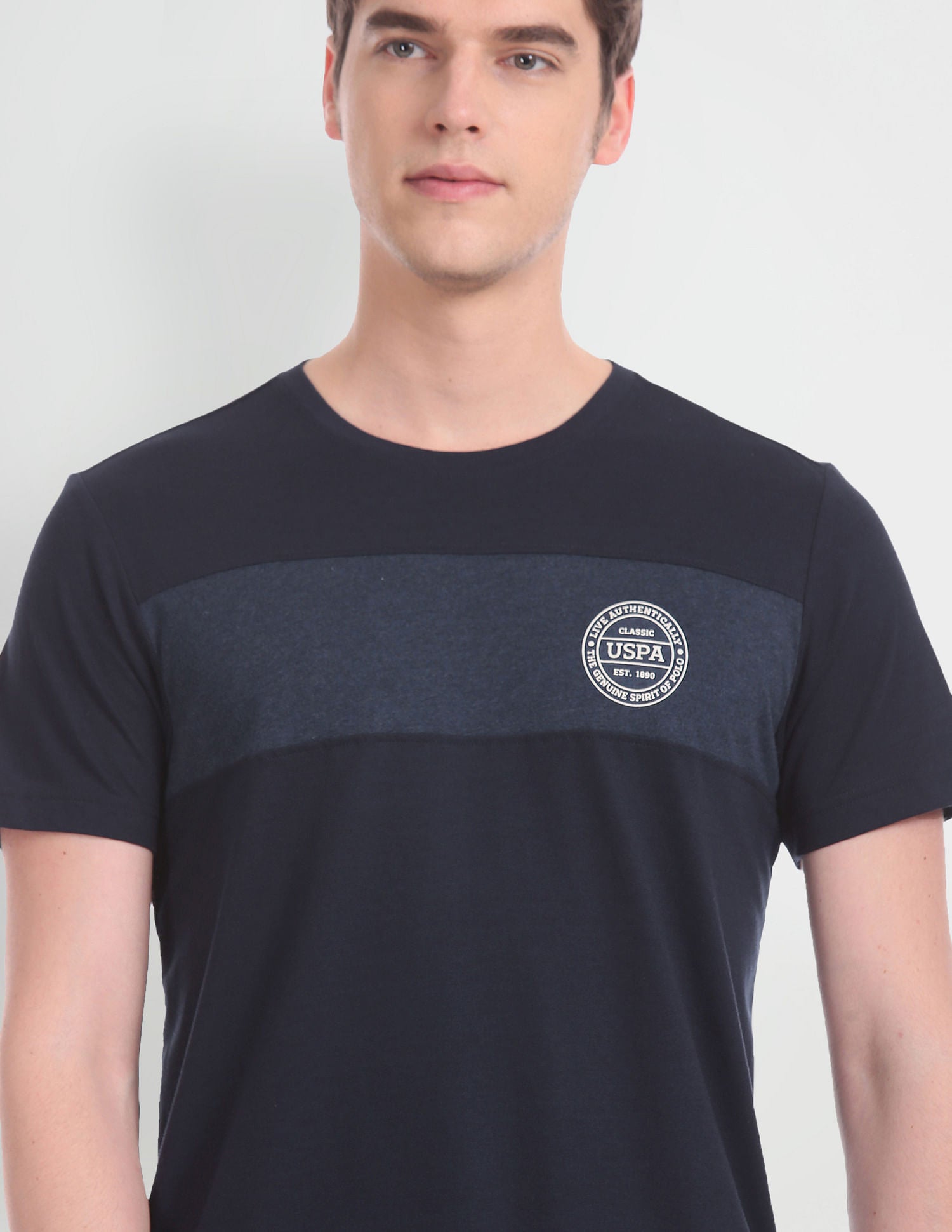 Crew Neck Colour Block I681 Lounge T-Shirt - Pack Of 1 Navy - U.S. POLO ASSN. | Large