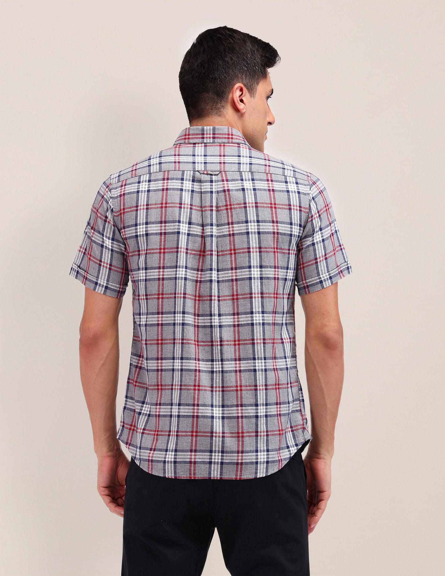 Tailored Fit Tartan Checked Shirt Dark Grey - U.S. Polo Assn. India | Large